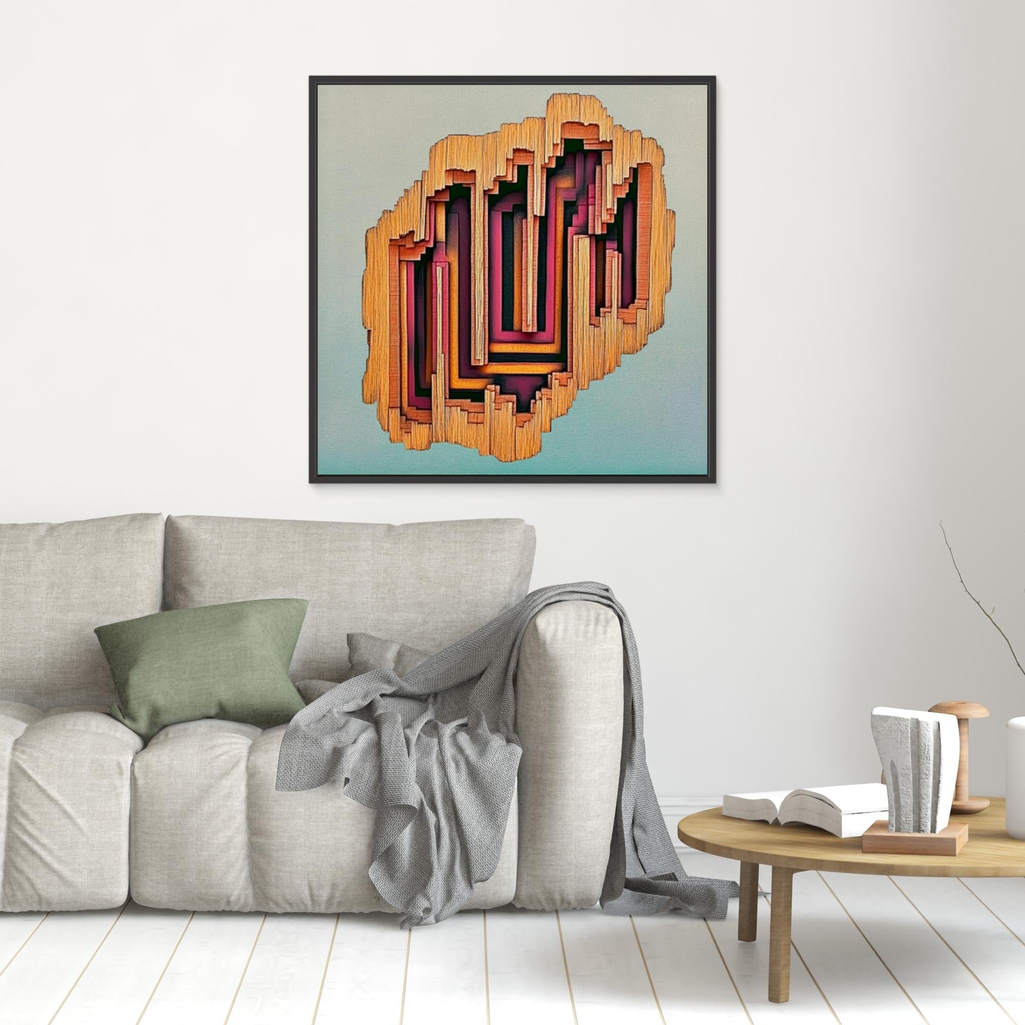 Canvas Print : Dimension Drift - 3D Abstract Geometric Wall Art modern abstract canvas wall art by Rossetti Art – luxury interior design artwork for living room, bedroom, office – 3D abstract wall art abstract depth painting contemporary statement painting