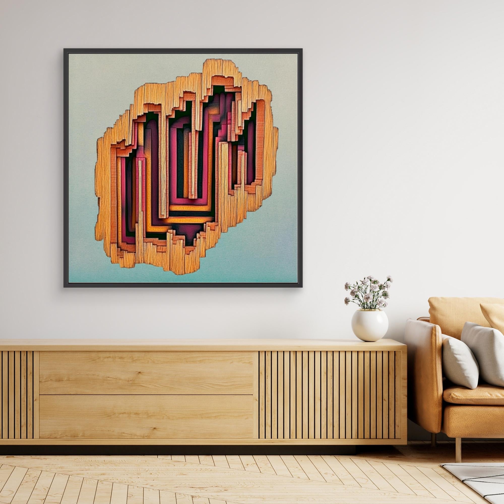 Canvas Print : Dimension Drift - 3D Abstract Geometric Wall Art modern abstract canvas wall art by Rossetti Art – luxury interior design artwork for living room, bedroom, office – 3D abstract wall art abstract depth painting contemporary statement painting