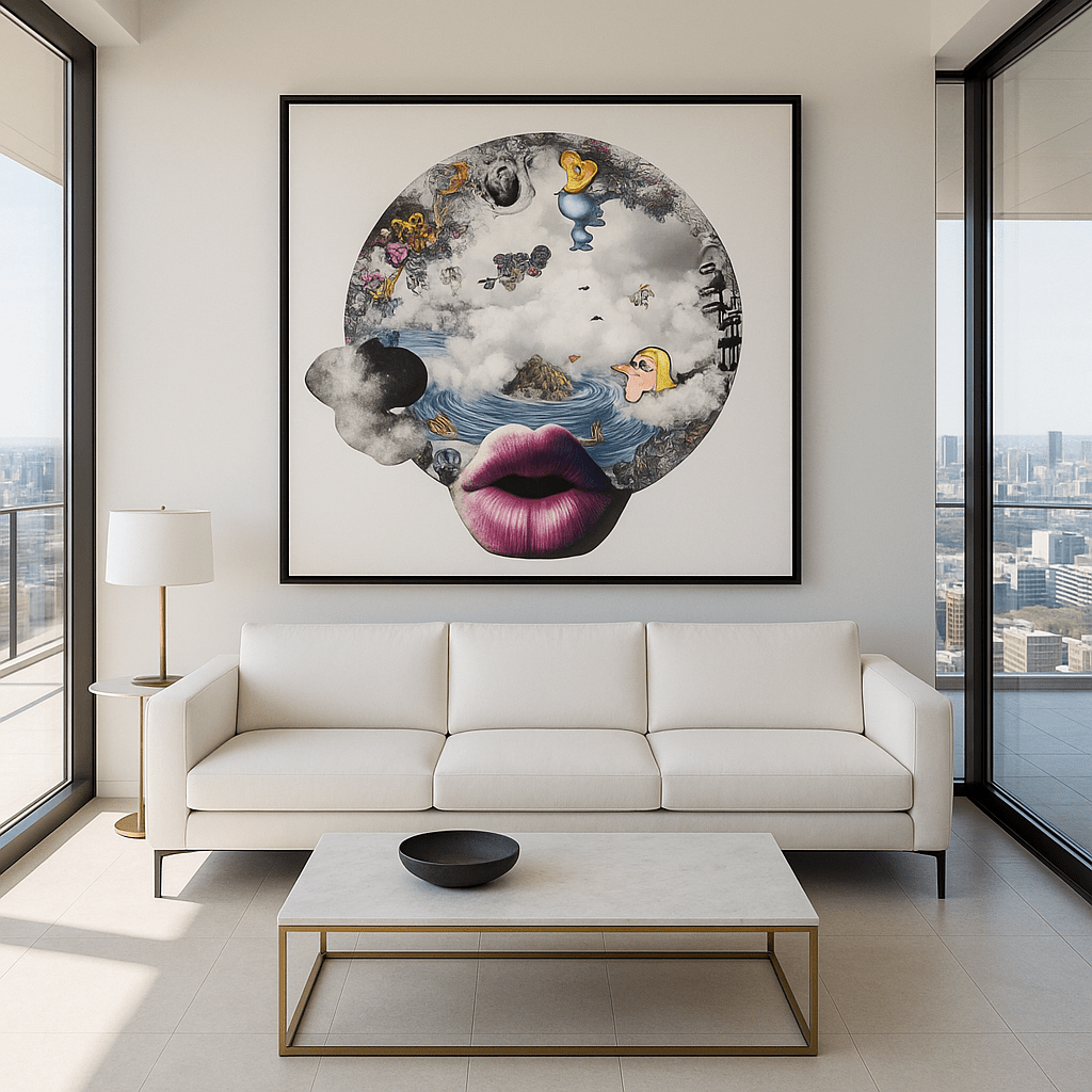 Canvas Print: Dreamscape Mind Collage – Surreal Abstract Art modern abstract canvas wall art by Rossetti Art – luxury interior design artwork for living room, bedroom, office – Bold and Dynamic Artistic Home Accent Colorful Statement Wall Art Contemporary Grid Art