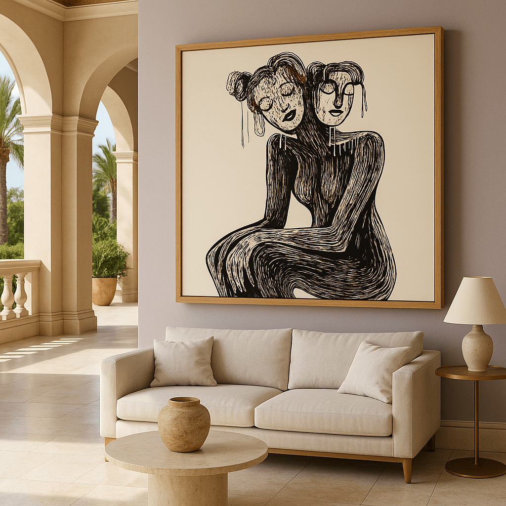 Canvas Print: Duality - Abstract Figurative Art Print modern abstract canvas wall art by Rossetti Art – luxury interior design artwork for living room, bedroom, office – contemporary art piece Contemporary Canvas Art Contemporary canvas print