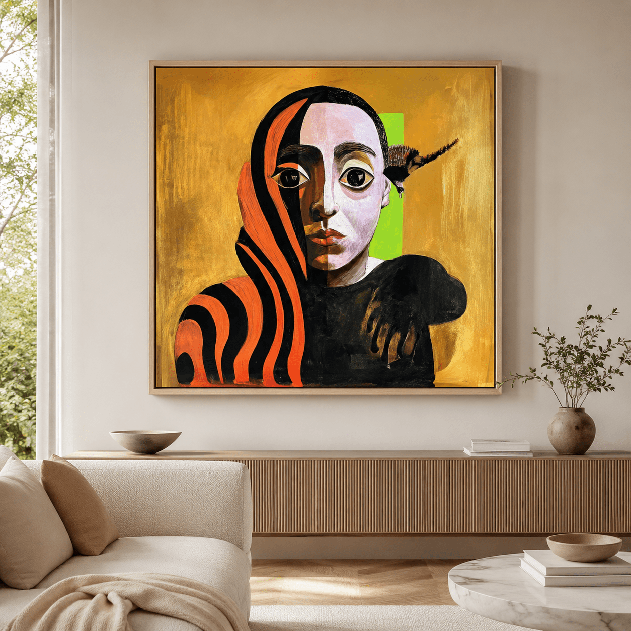 "Canvas Print: Duality of Colors - Abstract Portrait Art"