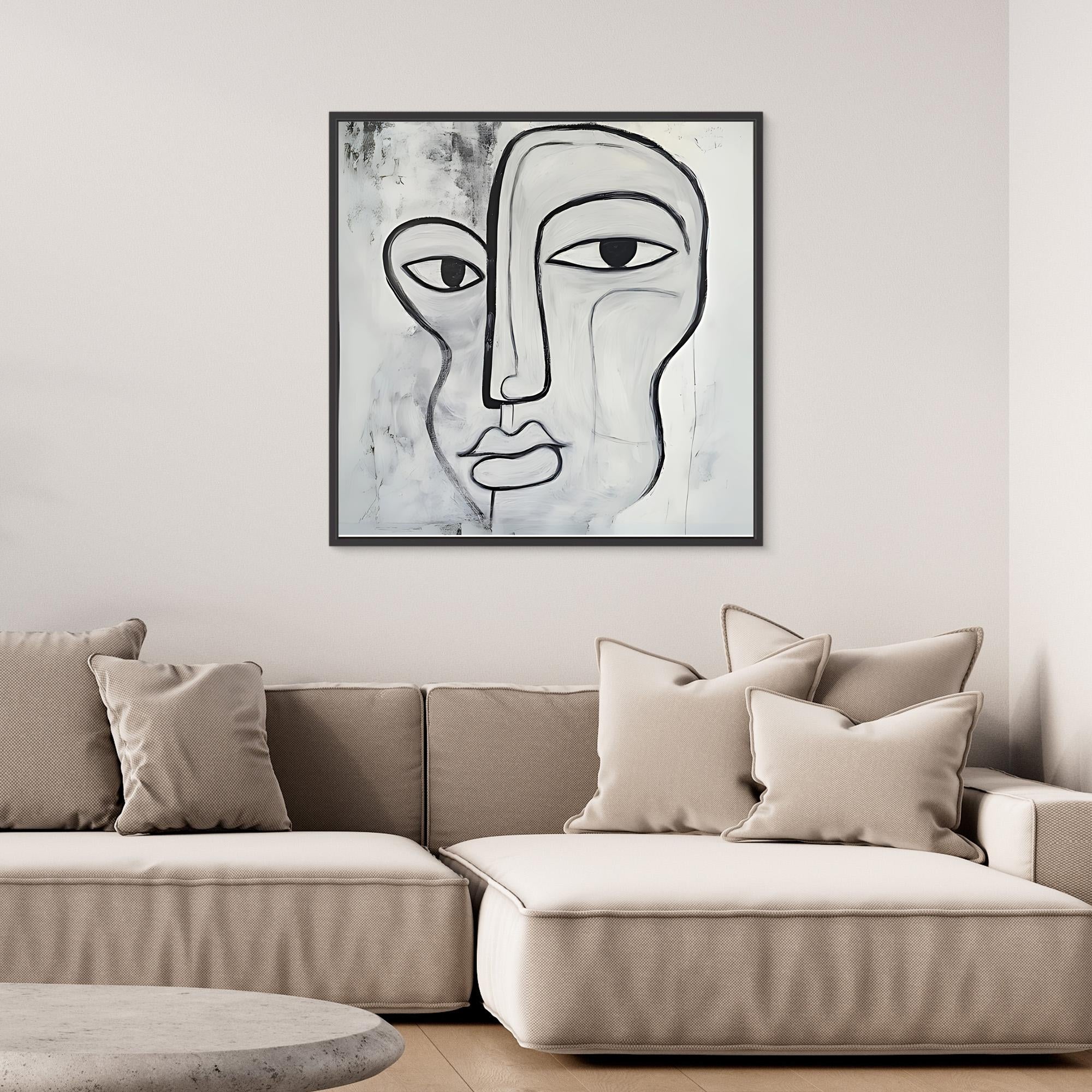 Canvas Print: Duality of the Soul – Abstract Black & White Art modern abstract canvas wall art by Rossetti Art – luxury interior design artwork for living room, bedroom, office – Abstract Black and Gold Wall Art Abstract Line Art Black And White Art