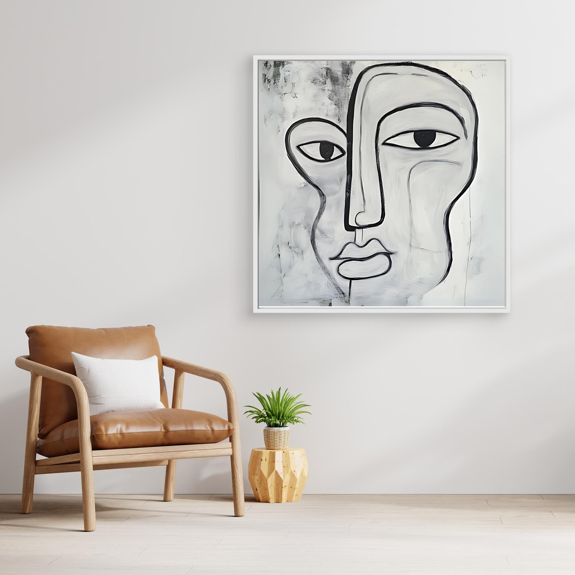 Canvas Print: Duality of the Soul – Abstract Black & White Art modern abstract canvas wall art by Rossetti Art – luxury interior design artwork for living room, bedroom, office – Abstract Black and Gold Wall Art Abstract Line Art Black And White Art