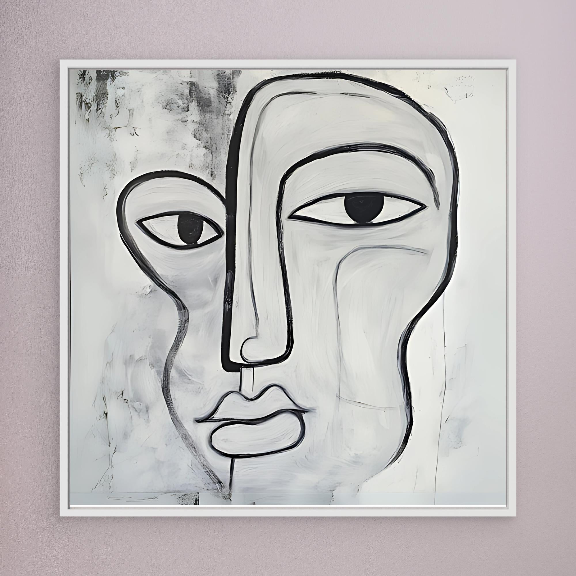 Canvas Print: Duality of the Soul – Abstract Black & White Art modern abstract canvas wall art by Rossetti Art – luxury interior design artwork for living room, bedroom, office – Abstract Black and Gold Wall Art Abstract Line Art Black And White Art