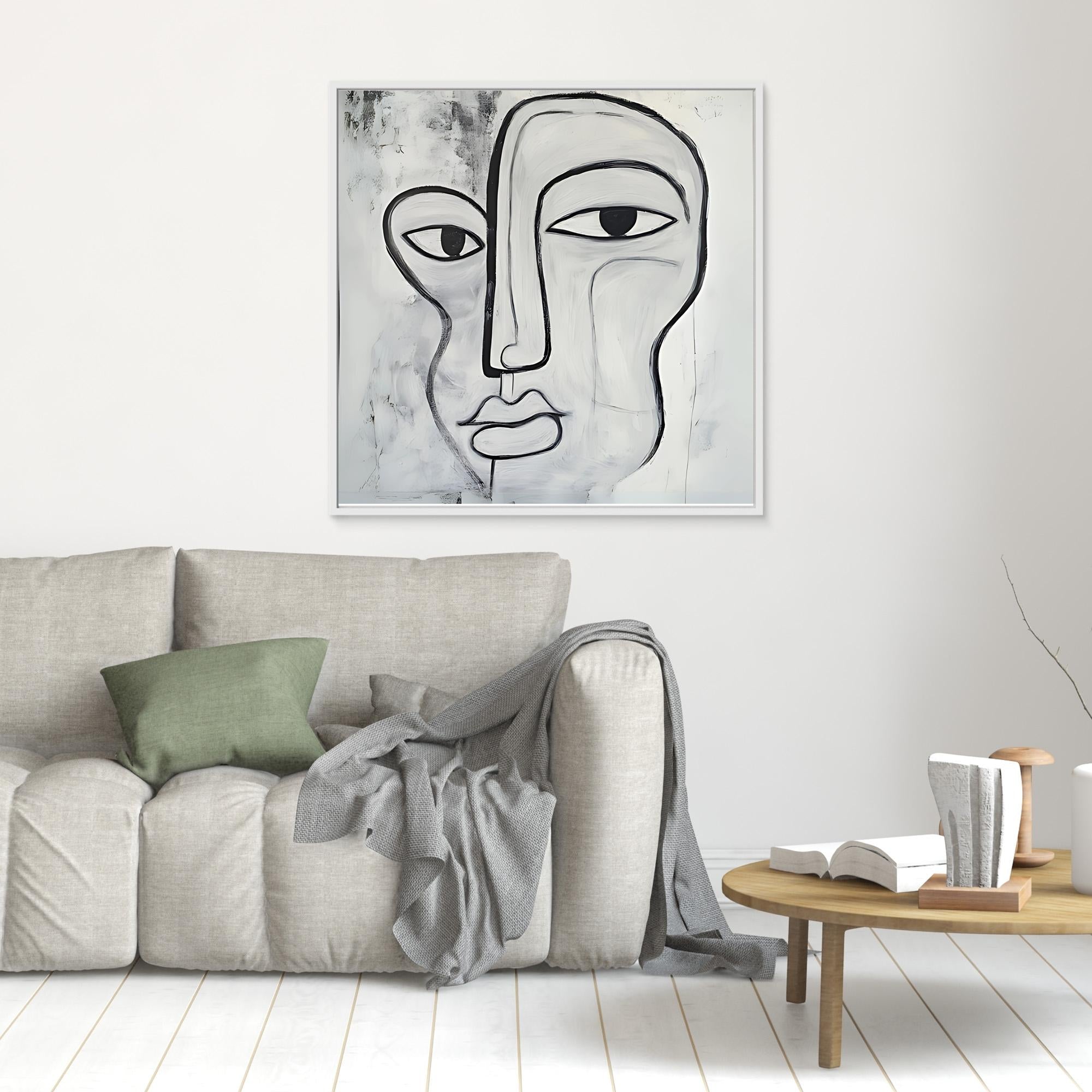 Canvas Print: Duality of the Soul – Abstract Black & White Art modern abstract canvas wall art by Rossetti Art – luxury interior design artwork for living room, bedroom, office – Abstract Black and Gold Wall Art Abstract Line Art Black And White Art