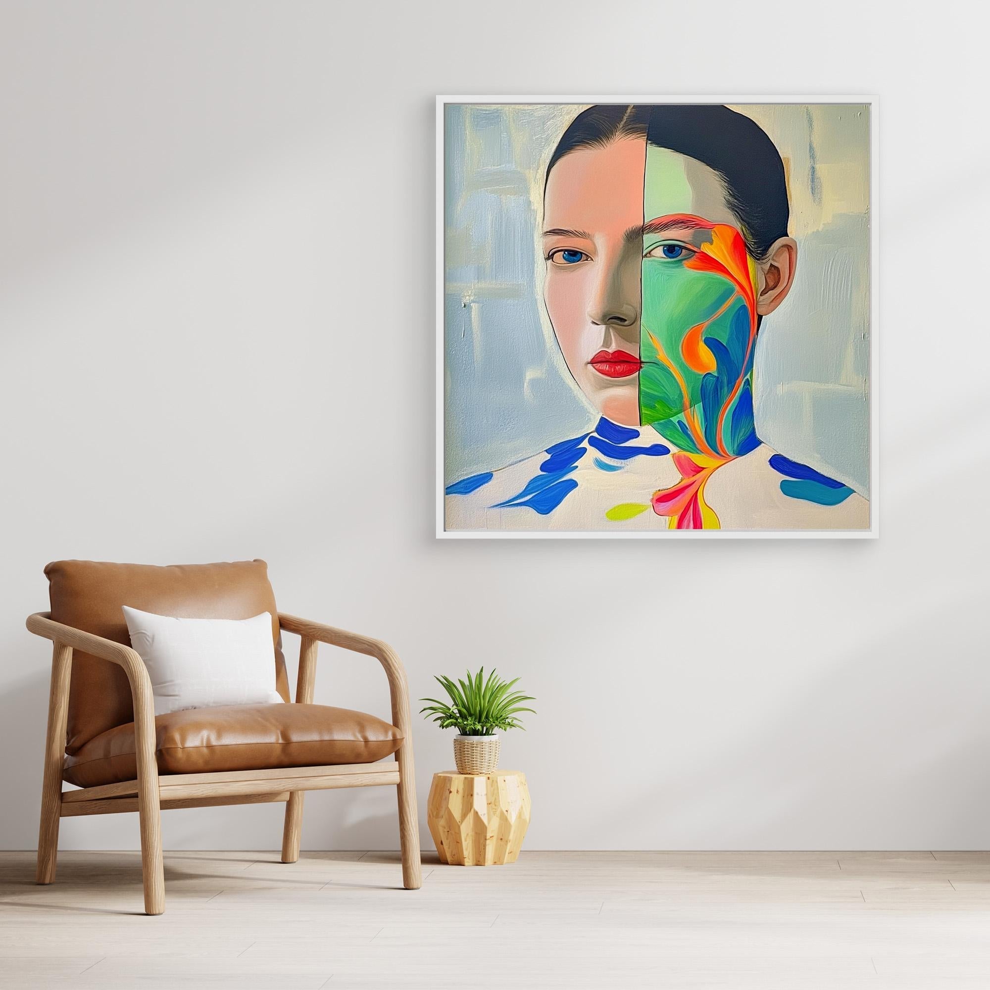 Canvas Print: "Duality" – Surreal Abstract Portrait Wall Art modern abstract canvas wall art by Rossetti Art – luxury interior design artwork for living room, bedroom, office – abstract cubist portrait Abstract portrait Abstract portrait art