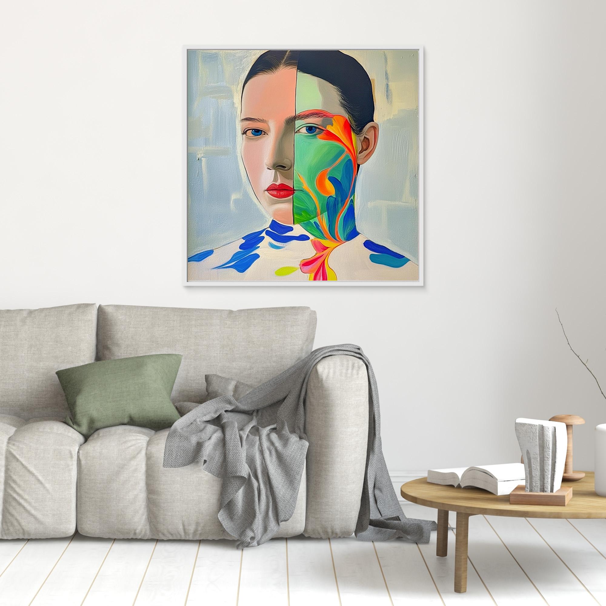 Canvas Print: "Duality" – Surreal Abstract Portrait Wall Art modern abstract canvas wall art by Rossetti Art – luxury interior design artwork for living room, bedroom, office – abstract cubist portrait Abstract portrait Abstract portrait art