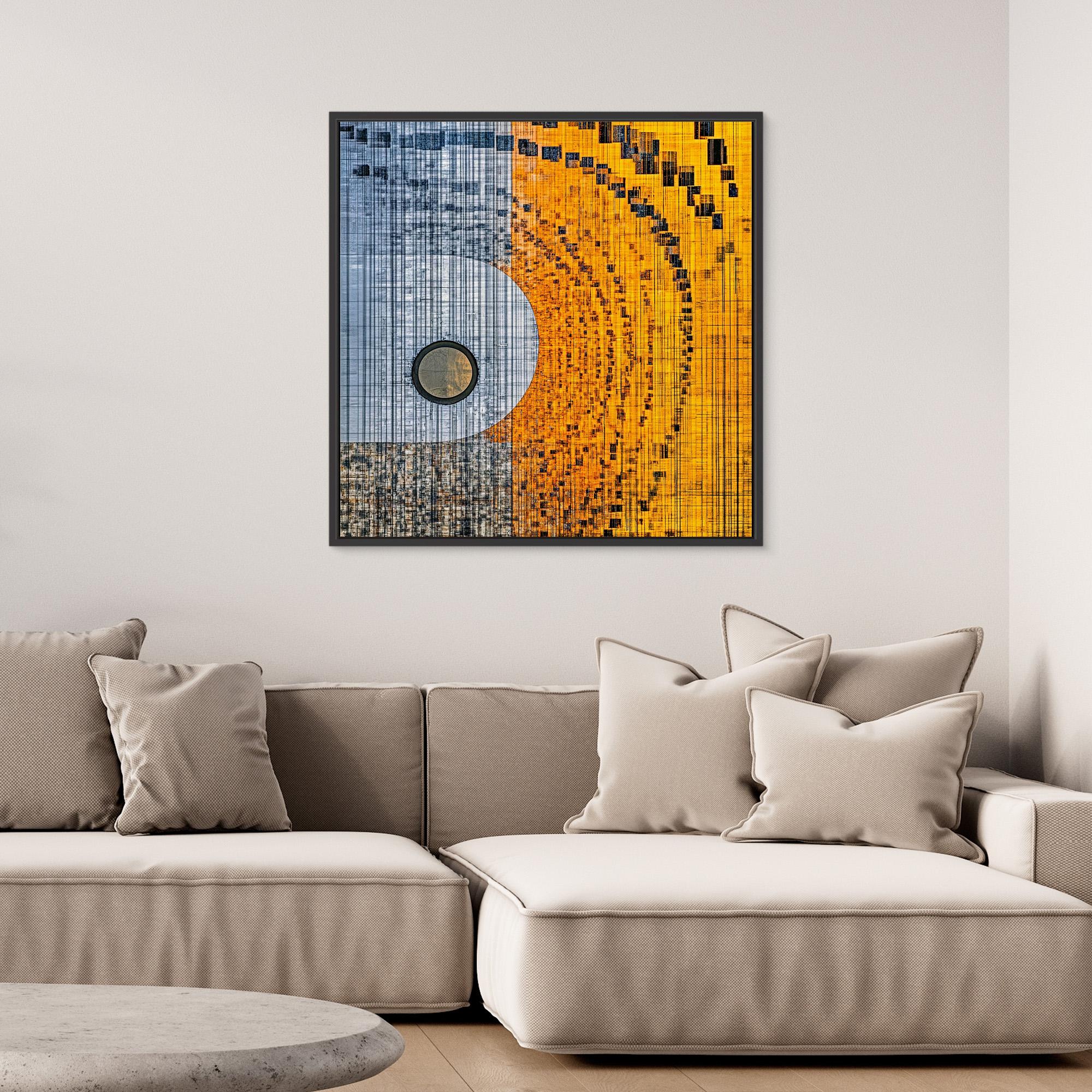 Canvas Print : Dynamic Yellow & Black Geometric - Abstract Art modern abstract canvas wall art by Rossetti Art – luxury interior design artwork for living room, bedroom, office – Abstract Modern Wall Art Bold Geometric Canvas Contemporary Minimalist Decor