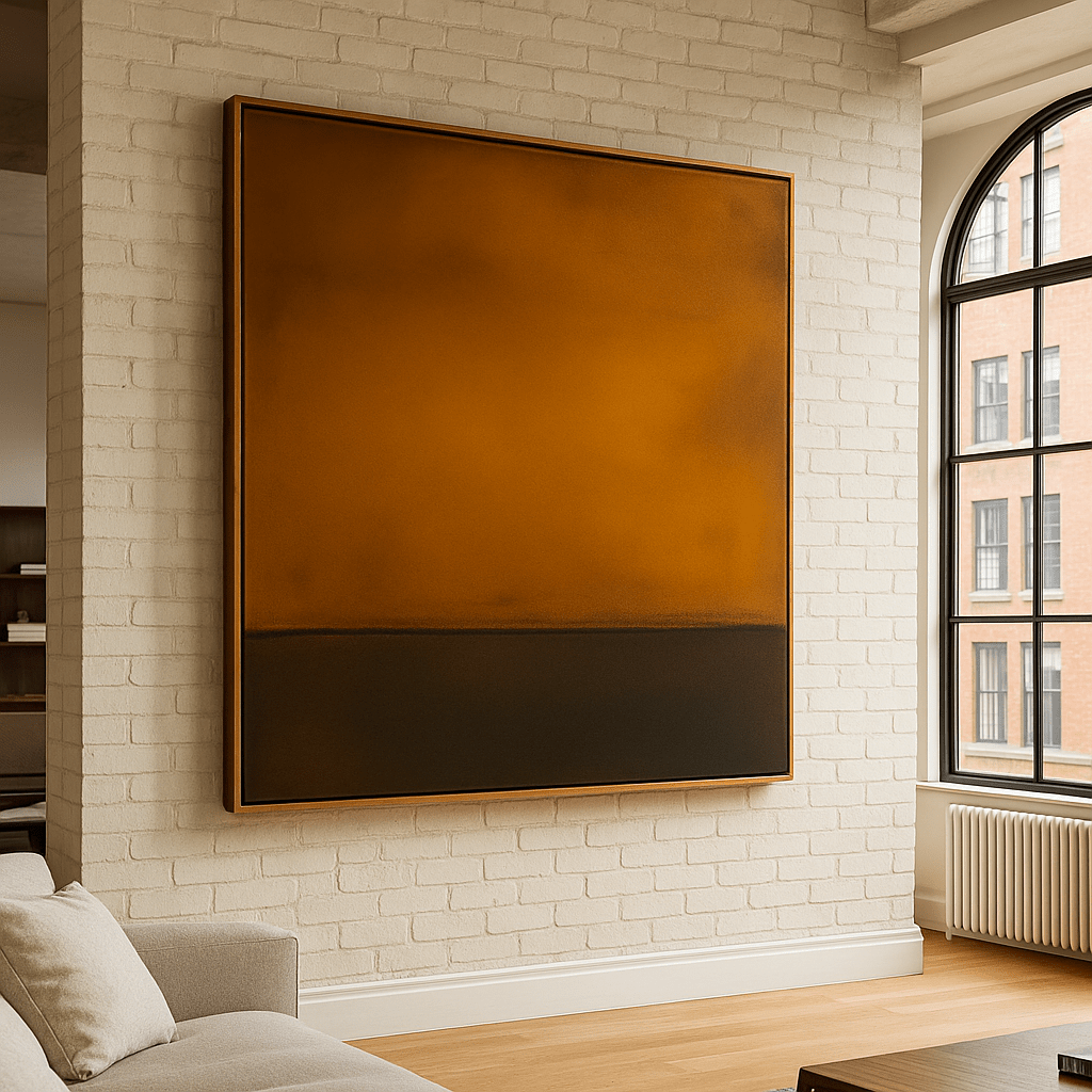 Canvas Print: Earth Horizon – Wabi Sabi Abstract Minimalist Brown Canvas Print | Rossetti Art modern abstract canvas wall art by Rossetti Art – luxury interior design artwork for living room, bedroom, office – abstract wall art canvas print art Chiara Rossetti