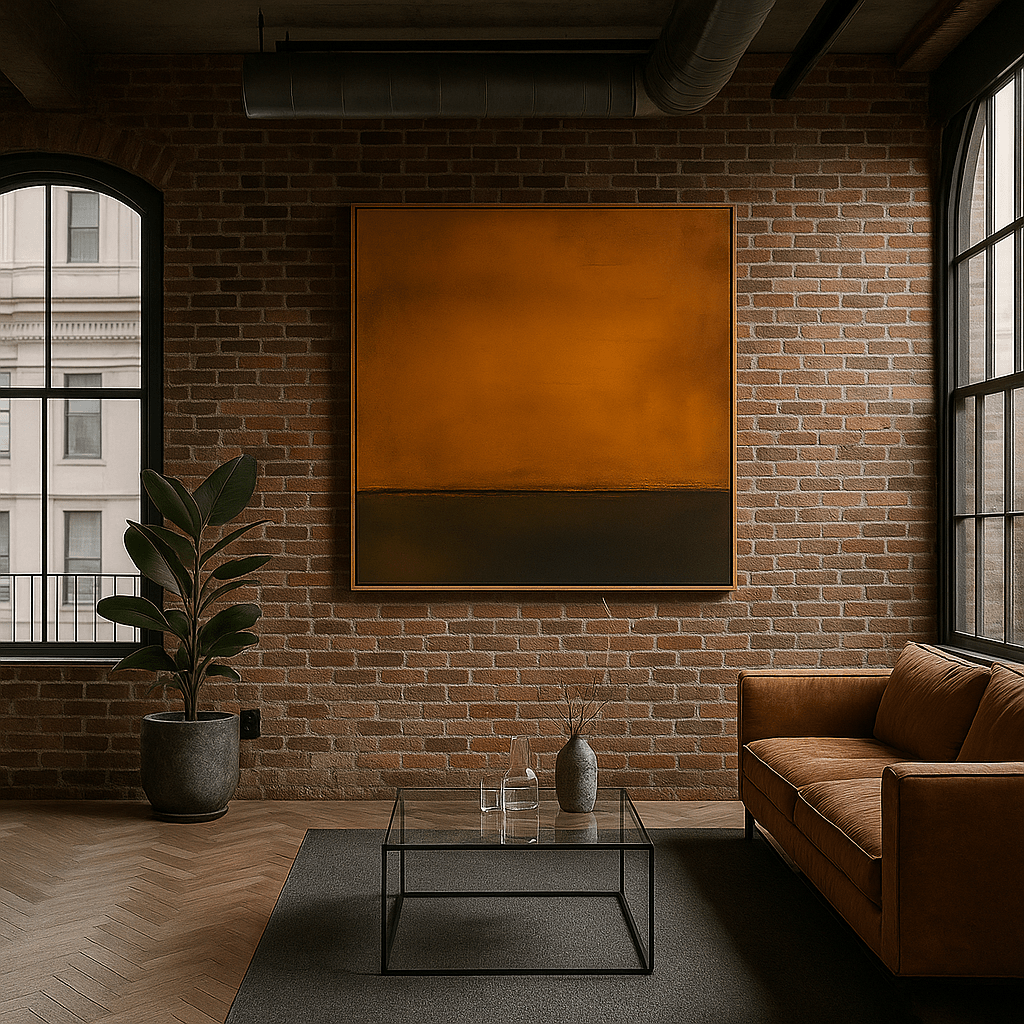 Canvas Print: Earth Horizon – Wabi Sabi Abstract Minimalist Brown Canvas Print | Rossetti Art modern abstract canvas wall art by Rossetti Art – luxury interior design artwork for living room, bedroom, office – abstract wall art canvas print art Chiara Rossetti