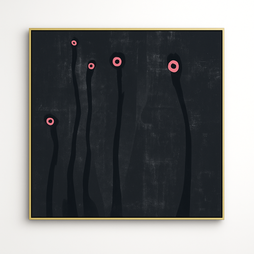 Canvas Print: Echo Bloom – Abstract Minimalist Canvas Print | Modern Black and Pink Wall Art by Rossetti Art modern abstract canvas wall art by Rossetti Art – luxury interior design artwork for living room, bedroom, office – abstract wall art canvas print art Chiara Rossetti