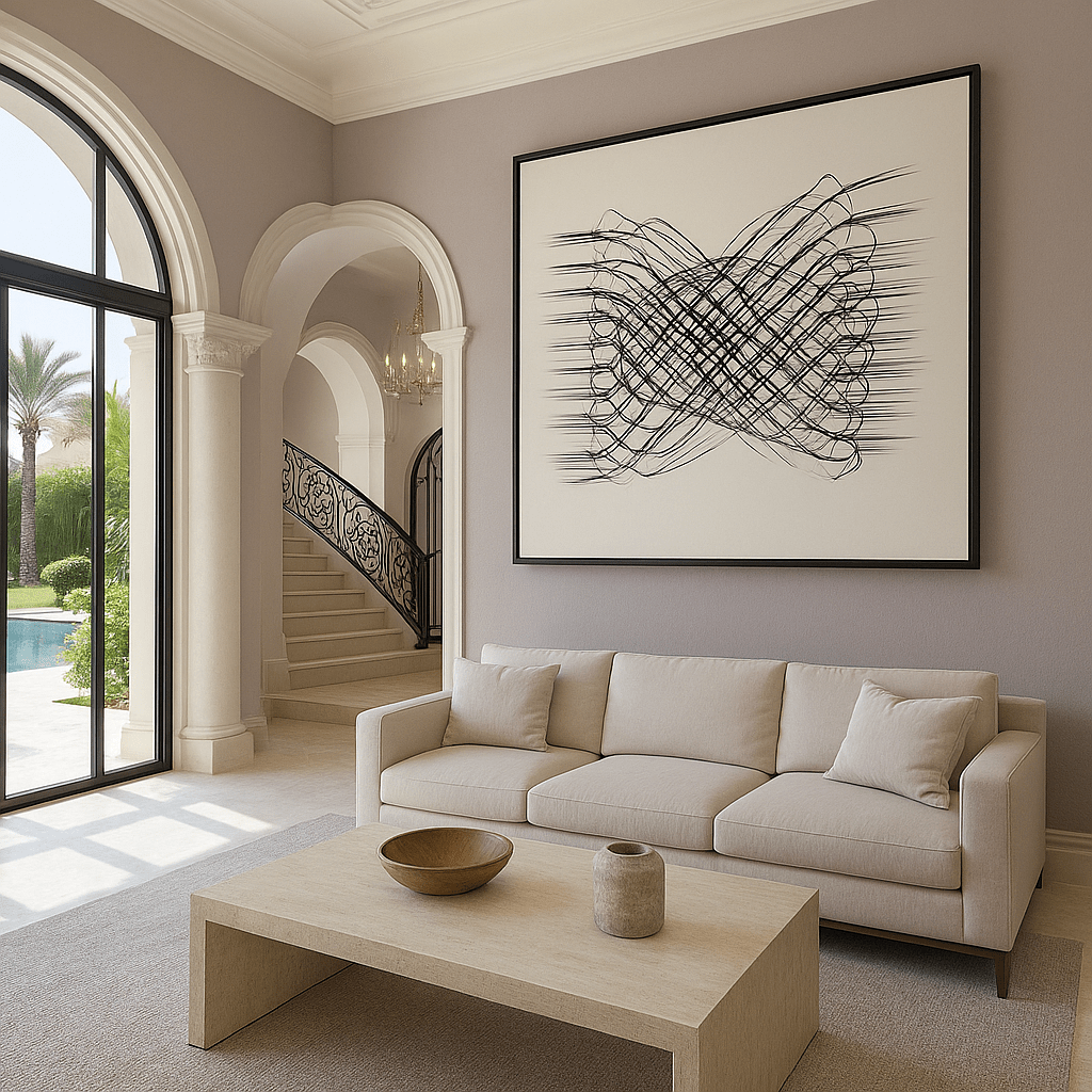 Canvas Print: Echo Lines – Minimalist Abstract Linear Art Print modern abstract canvas wall art by Rossetti Art – luxury interior design artwork for living room, bedroom, office – contemporary art piece Contemporary Canvas Art Contemporary canvas print