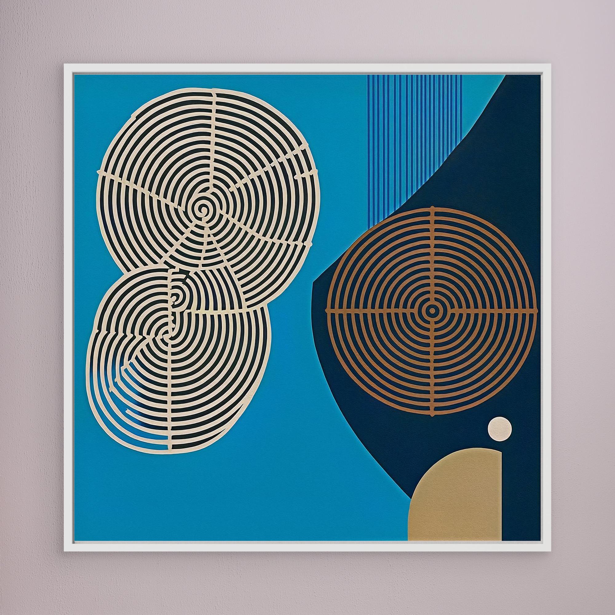 Canvas Print: “Echoes of Growth” – Abstract Tree Rings in Modern Blue Tones modern abstract canvas wall art by Rossetti Art – luxury interior design artwork for living room, bedroom, office – abstract geometric wall art Geometric Abstract Art Geometric Wall Art