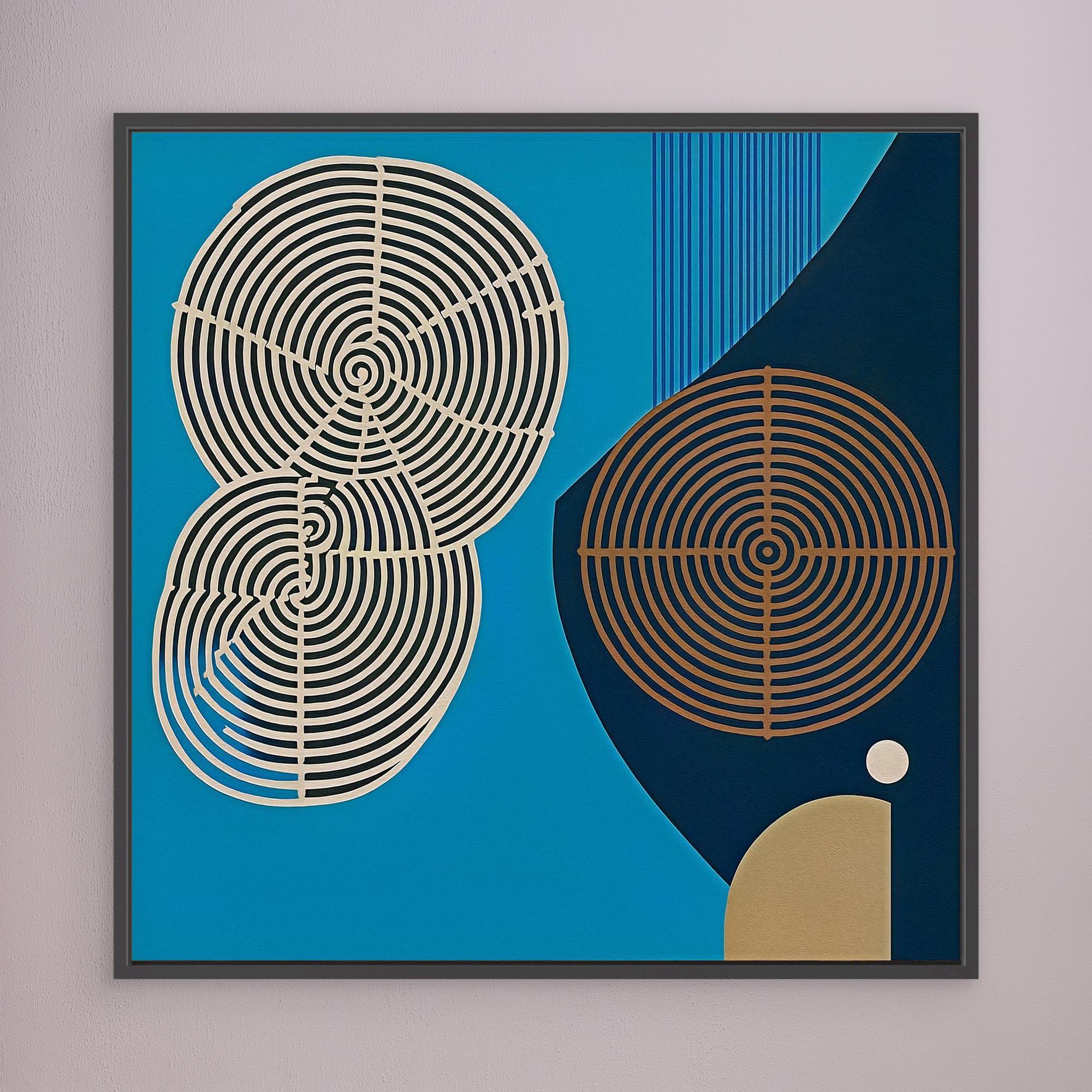 Canvas Print: “Echoes of Growth” – Abstract Tree Rings in Modern Blue Tones modern abstract canvas wall art by Rossetti Art – luxury interior design artwork for living room, bedroom, office – abstract geometric wall art Geometric Abstract Art Geometric Wall Art