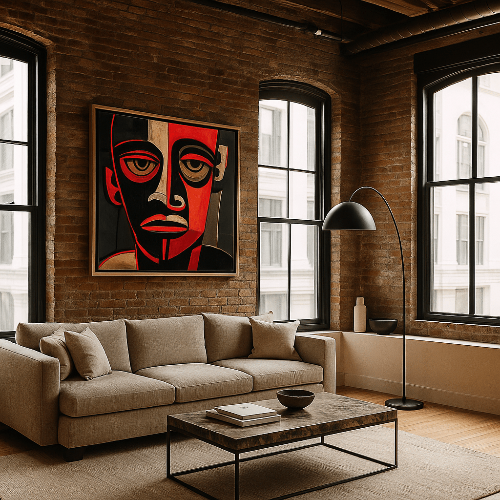 Canvas Print: Echoes of Identity – Expressionist Portrait Canvas Print for Modern Interiors modern abstract canvas wall art by Rossetti Art – luxury interior design artwork for living room, bedroom, office – abstract wall art canvas print art Chiara Rossetti