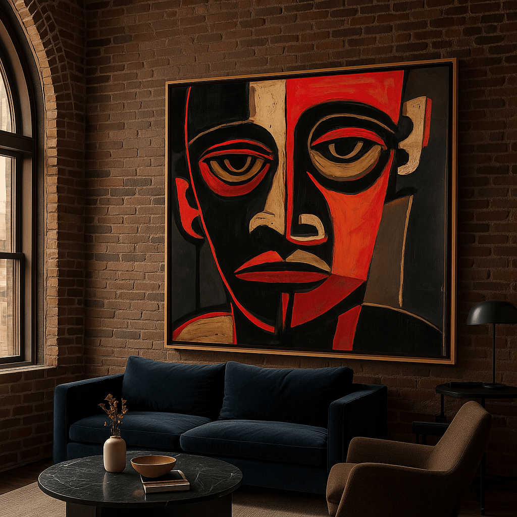 Canvas Print: Echoes of Identity – Expressionist Portrait Canvas Print for Modern Interiors modern abstract canvas wall art by Rossetti Art – luxury interior design artwork for living room, bedroom, office – abstract wall art canvas print art Chiara Rossetti