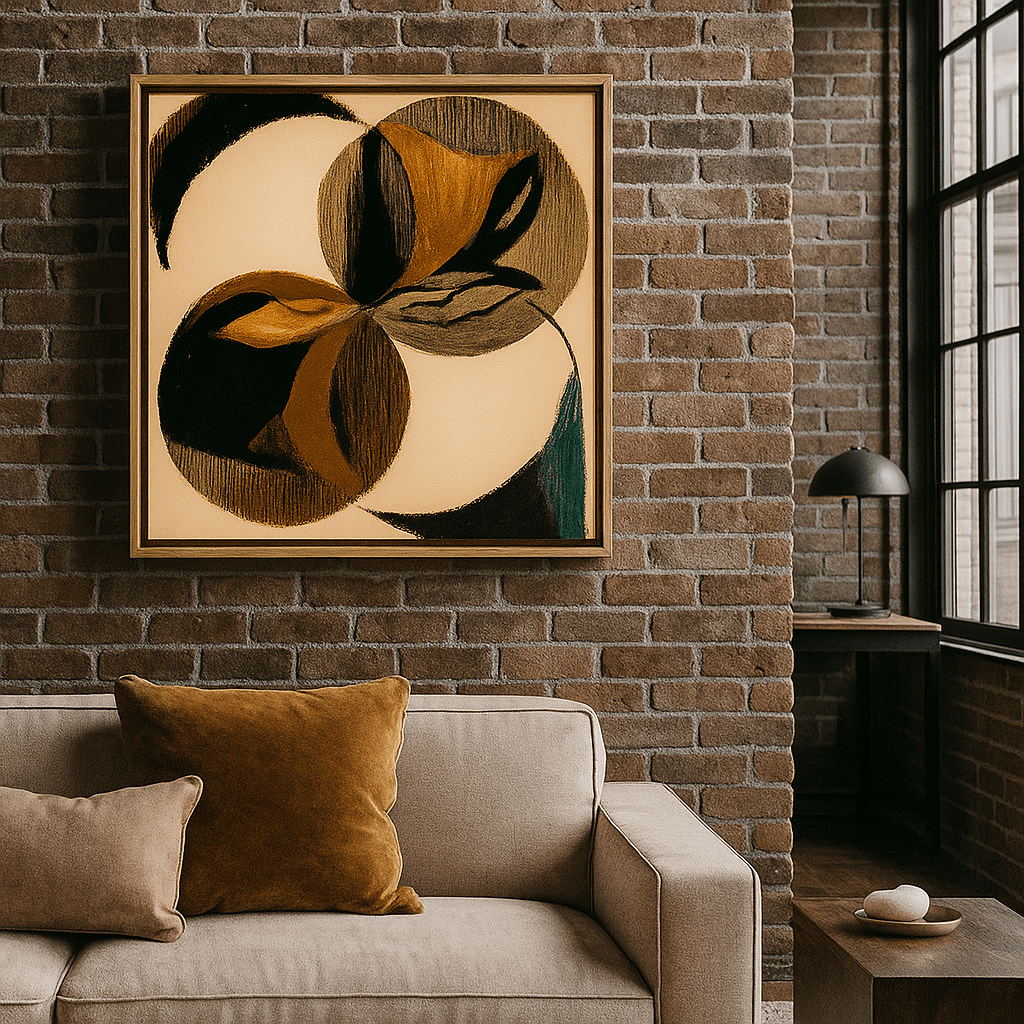 Canvas Print : Eclipsed Geometry" – Abstract Circle Canvas Art | Beige, Black & Brown Modern Decor - Chiara Rossetti
