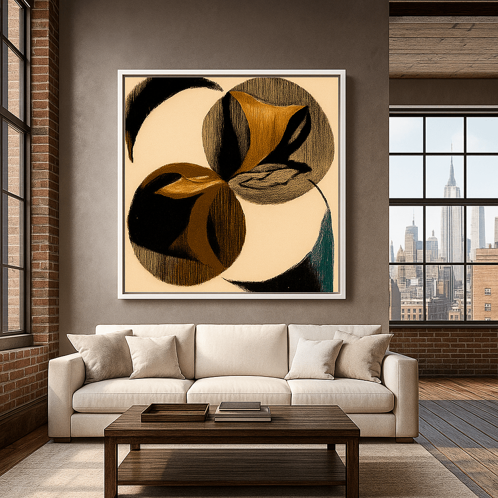 Canvas Print : Eclipsed Geometry" – Abstract Circle Canvas Art | Beige, Black & Brown Modern Decor - Chiara Rossetti