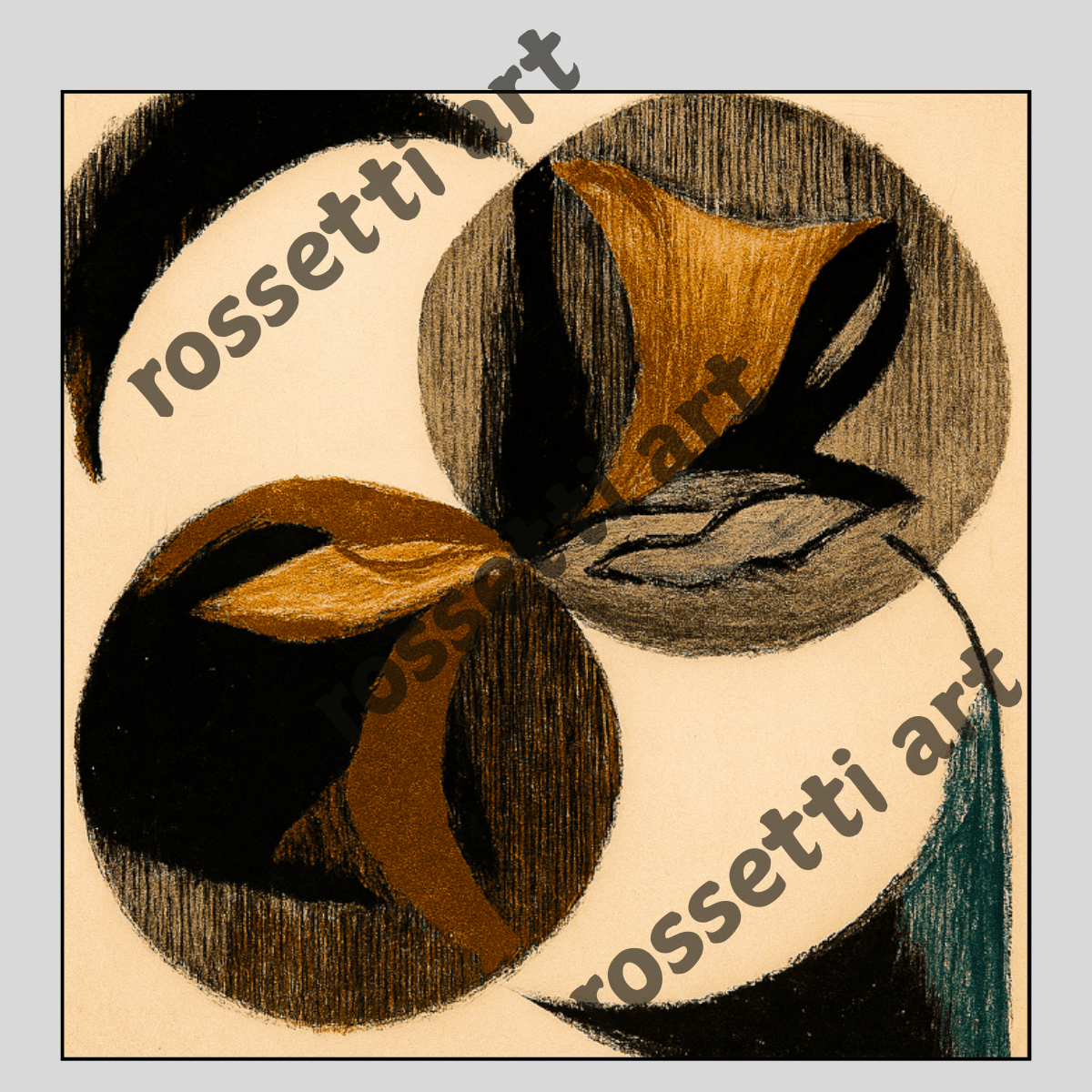 Canvas Print : Eclipsed Geometry" – Abstract Circle Canvas Art | Beige, Black & Brown Modern Decor - Chiara Rossetti
