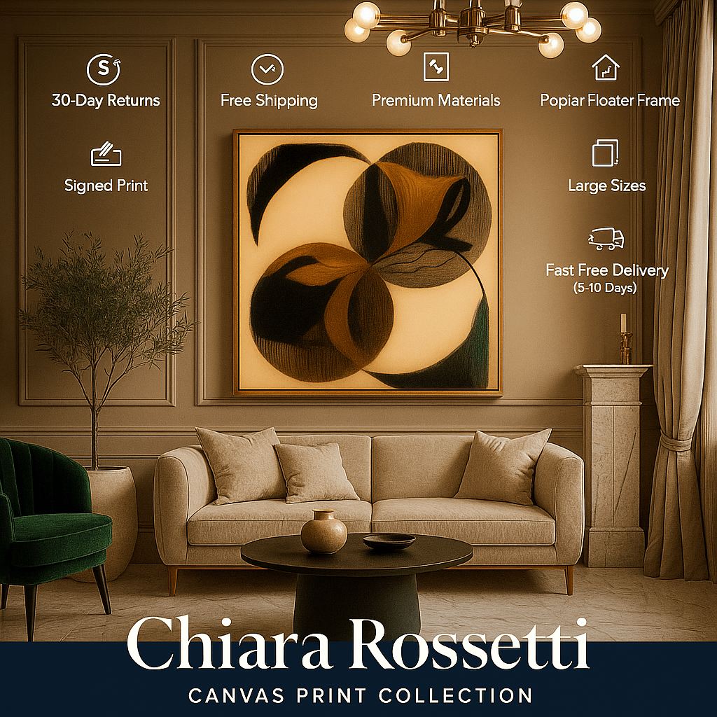 Canvas Print : Eclipsed Geometry" – Abstract Circle Canvas Art | Beige, Black & Brown Modern Decor - Chiara Rossetti