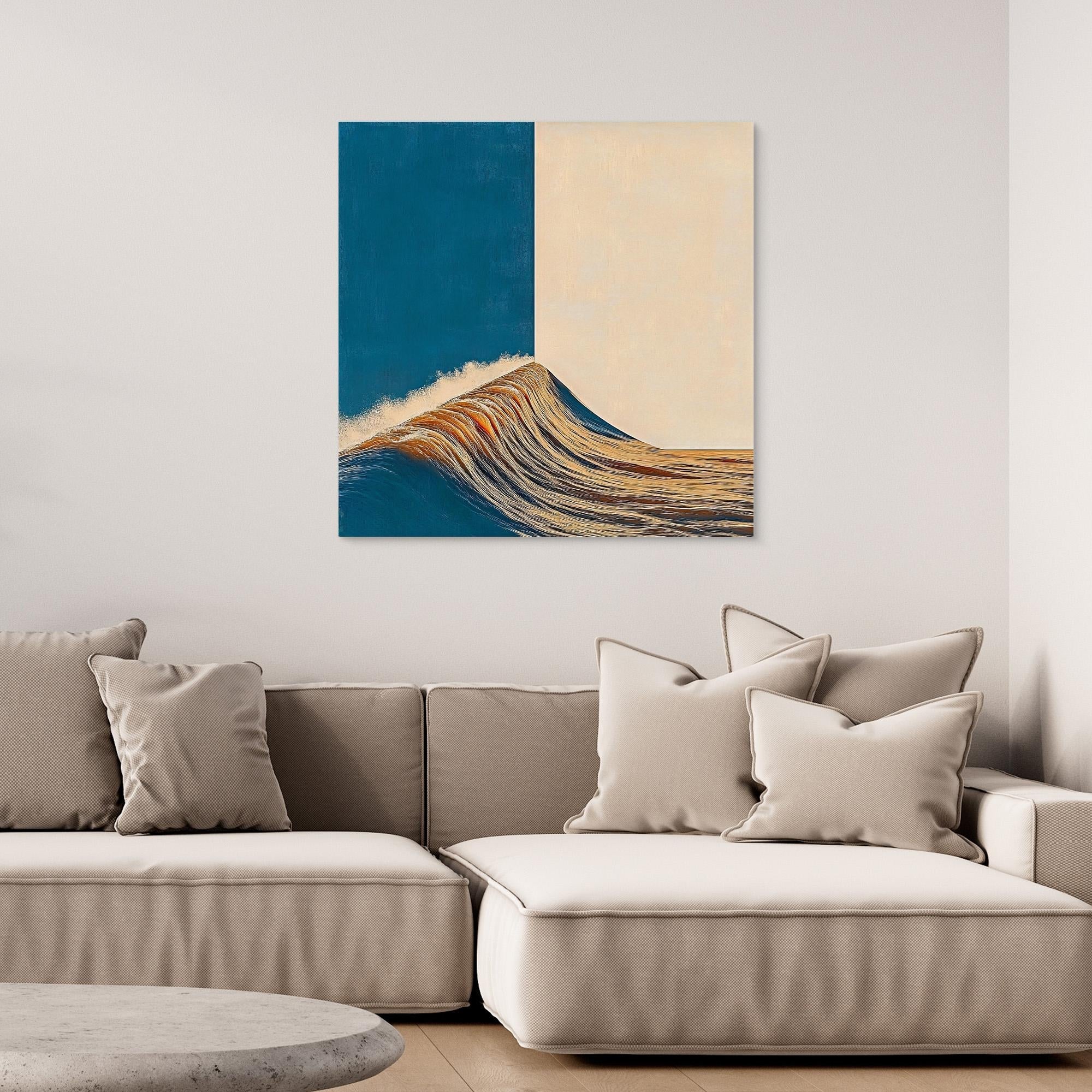 Canvas Print: Edge of Flow – Minimalist Surreal Wave Art modern abstract canvas wall art by Rossetti Art – luxury interior design artwork for living room, bedroom, office – Fluid Motion Art Geometric Abstract Art Minimalist Wave Art