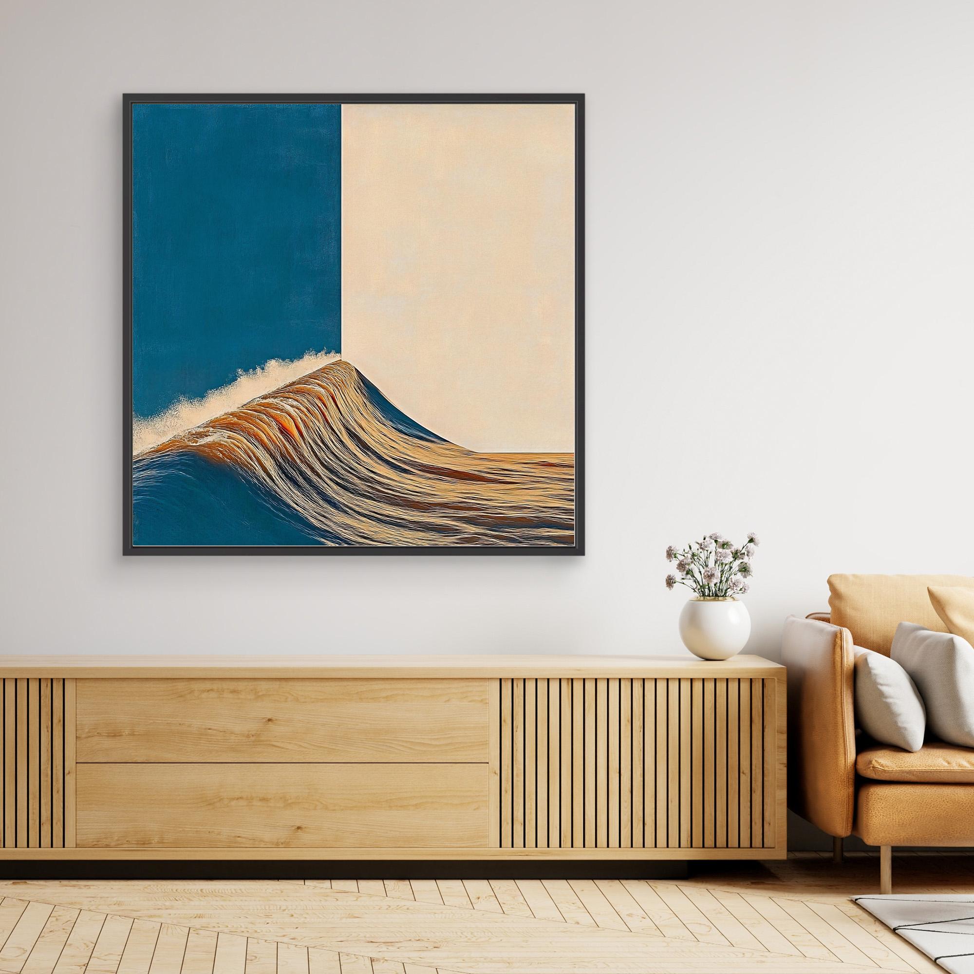 Canvas Print: Edge of Flow – Minimalist Surreal Wave Art modern abstract canvas wall art by Rossetti Art – luxury interior design artwork for living room, bedroom, office – Fluid Motion Art Geometric Abstract Art Minimalist Wave Art