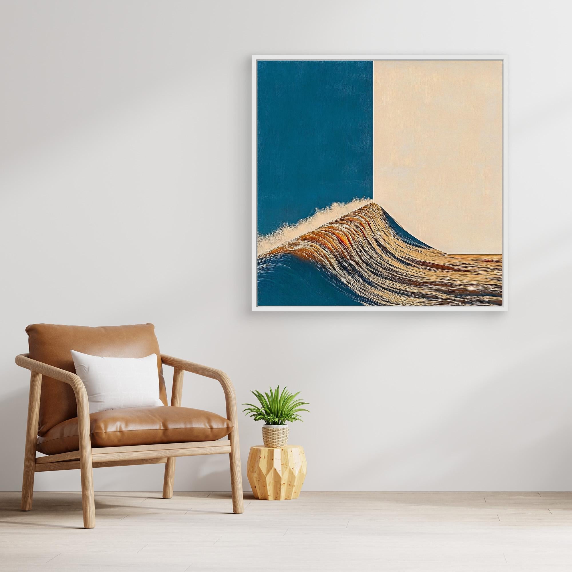 Canvas Print: Edge of Flow – Minimalist Surreal Wave Art modern abstract canvas wall art by Rossetti Art – luxury interior design artwork for living room, bedroom, office – Fluid Motion Art Geometric Abstract Art Minimalist Wave Art