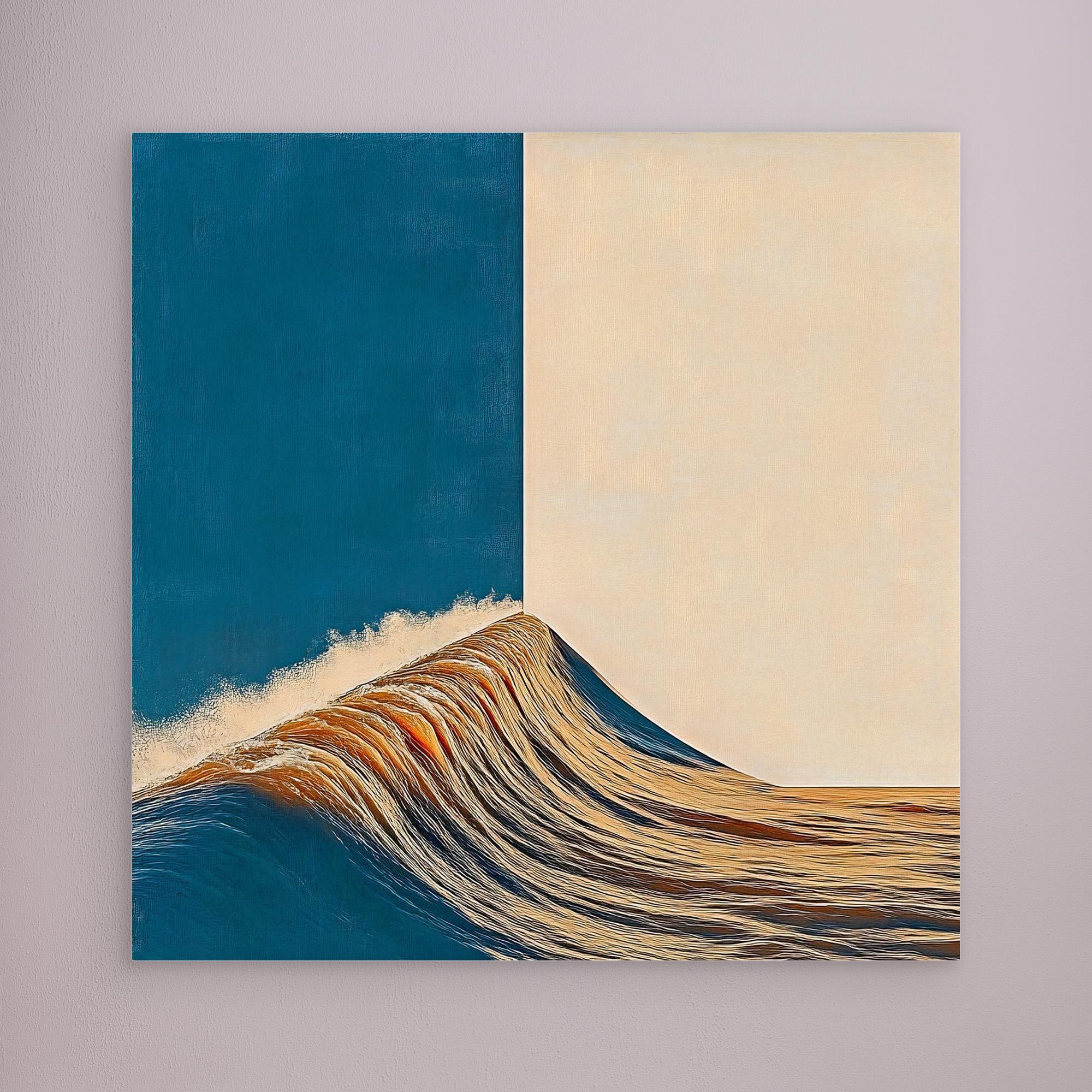 Canvas Print: Edge of Flow – Minimalist Surreal Wave Art modern abstract canvas wall art by Rossetti Art – luxury interior design artwork for living room, bedroom, office – Fluid Motion Art Geometric Abstract Art Minimalist Wave Art