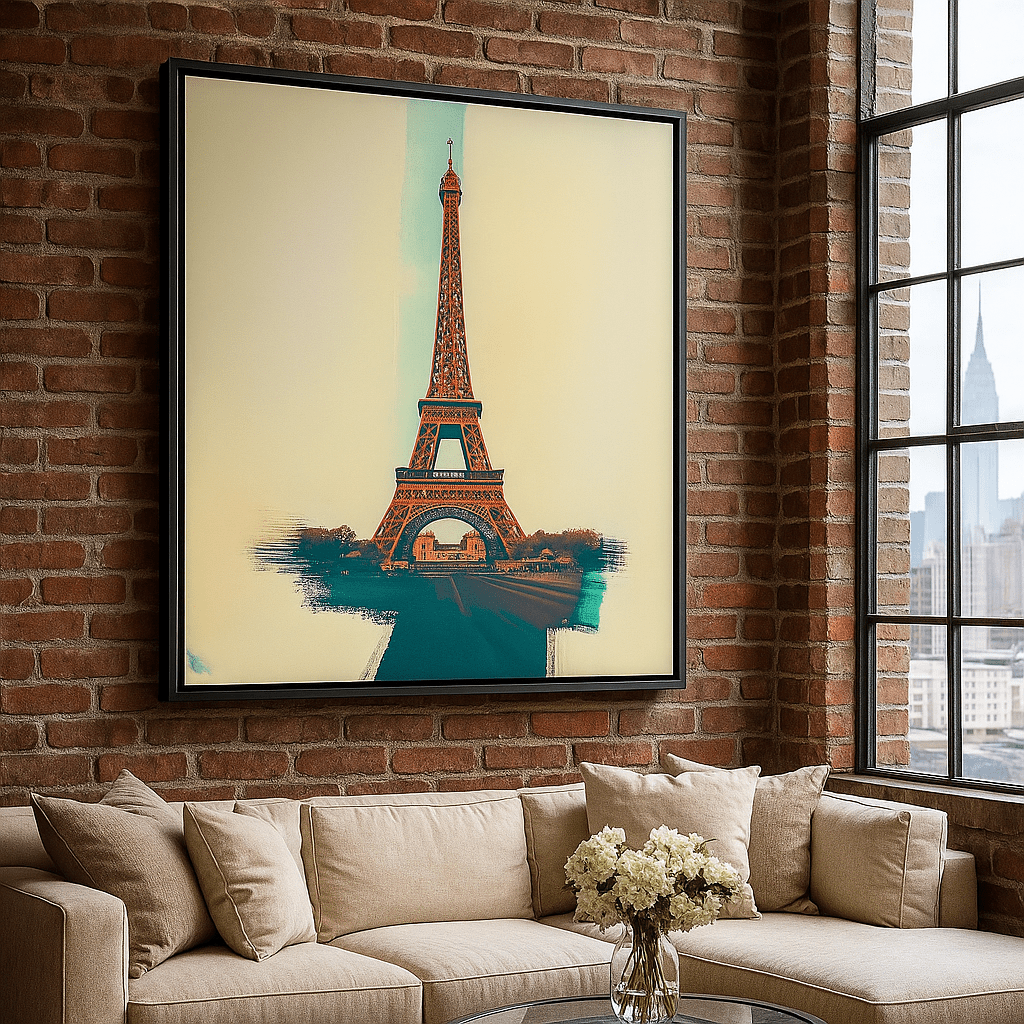 Canvas Print: Eiffel Tower Canvas Print - Eiffel Tower Artwork Print modern abstract canvas wall art by Rossetti Art – luxury interior design artwork for living room, bedroom, office – Abstract Line Art Contemporary Art for Sale Contemporary Canvas Art