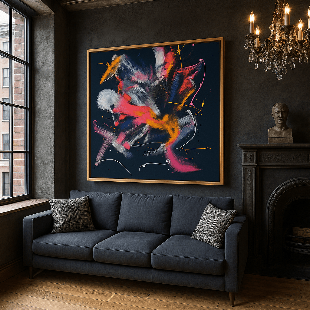 Canvas Print : Electric Chaos – Neon Abstract Canvas Wall Art - Chiara Rossetti