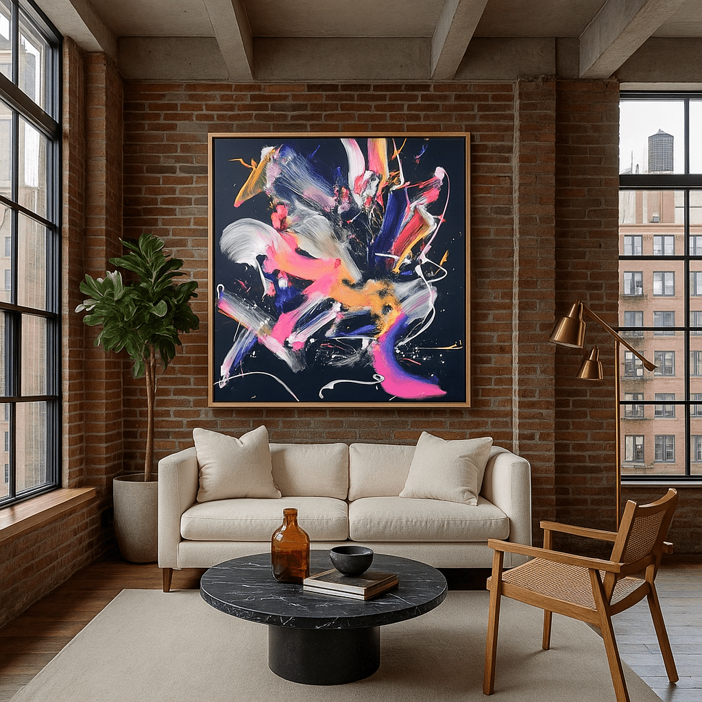 Canvas Print : Electric Chaos – Neon Abstract Canvas Wall Art - Chiara Rossetti
