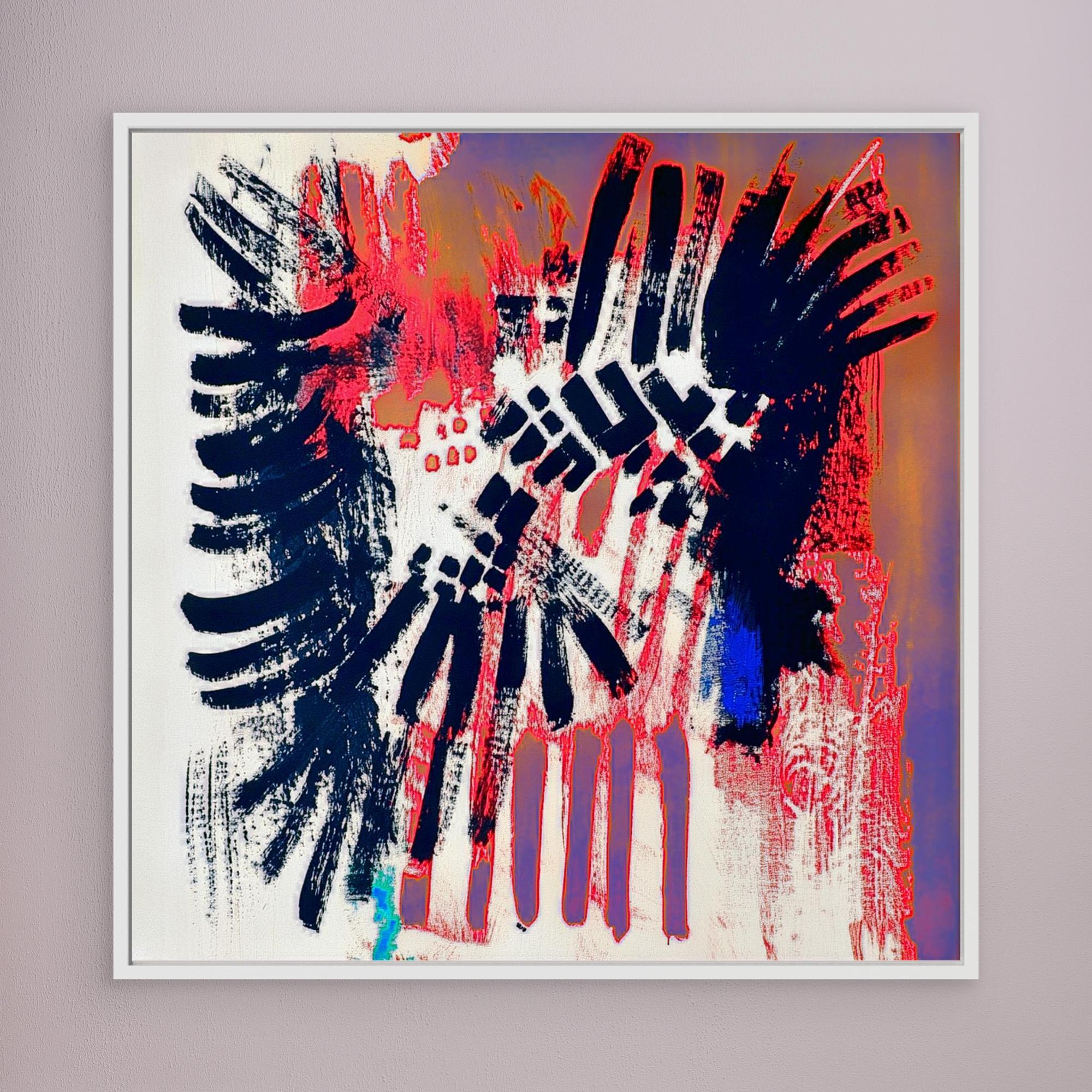 Canvas Print: Electric Dissonance Pulse – Abstract Expressionism Art modern abstract canvas wall art by Rossetti Art – luxury interior design artwork for living room, bedroom, office – Blue Accent Canvas Bold Color Canvas Print Contemporary Abstract Design