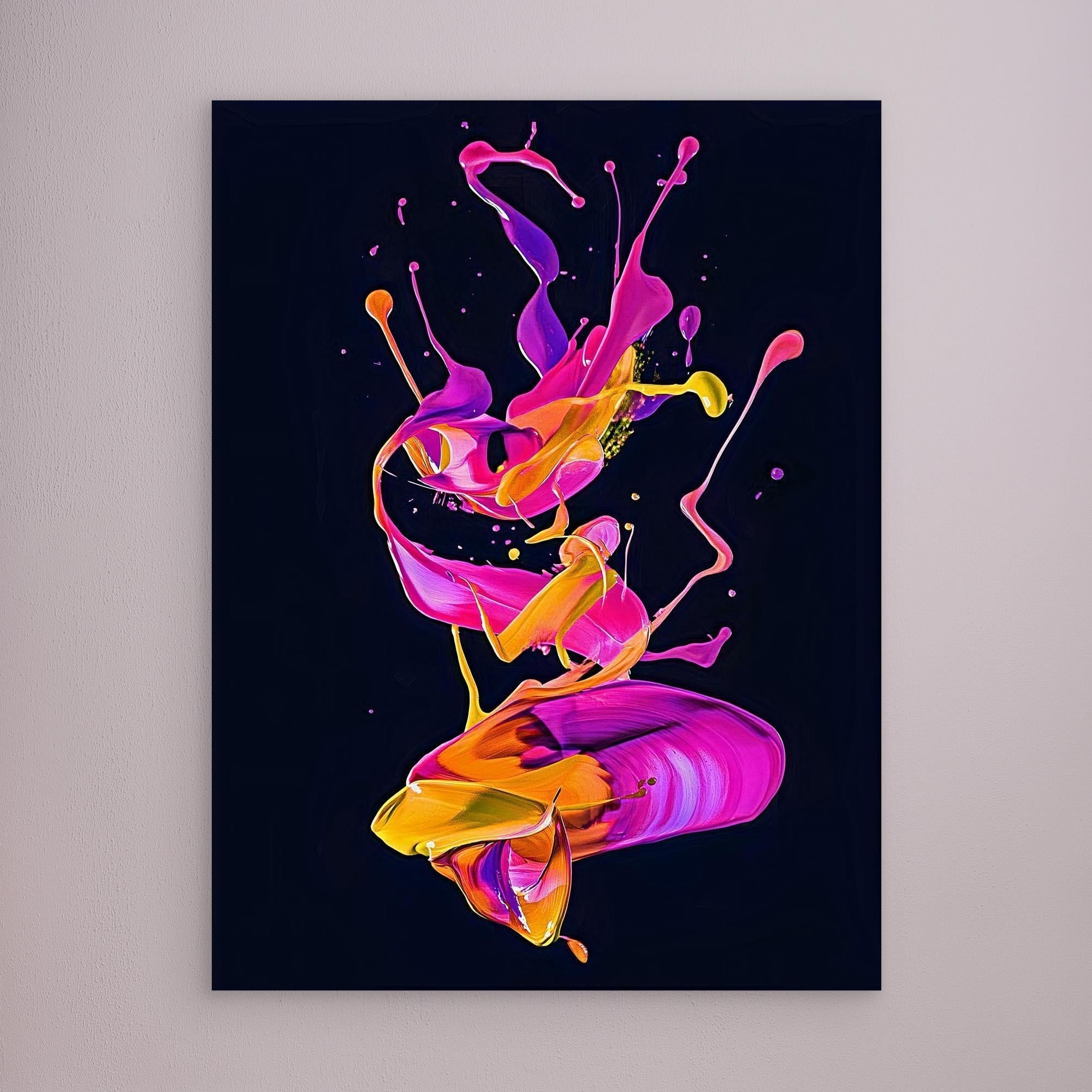 Canvas Print: "Electric Motion" - Vivid Abstract Paint Splash Wall Art modern abstract canvas wall art by Rossetti Art – luxury interior design artwork for living room, bedroom, office – Contemporary Art for Sale contemporary art piece Contemporary Canvas Art