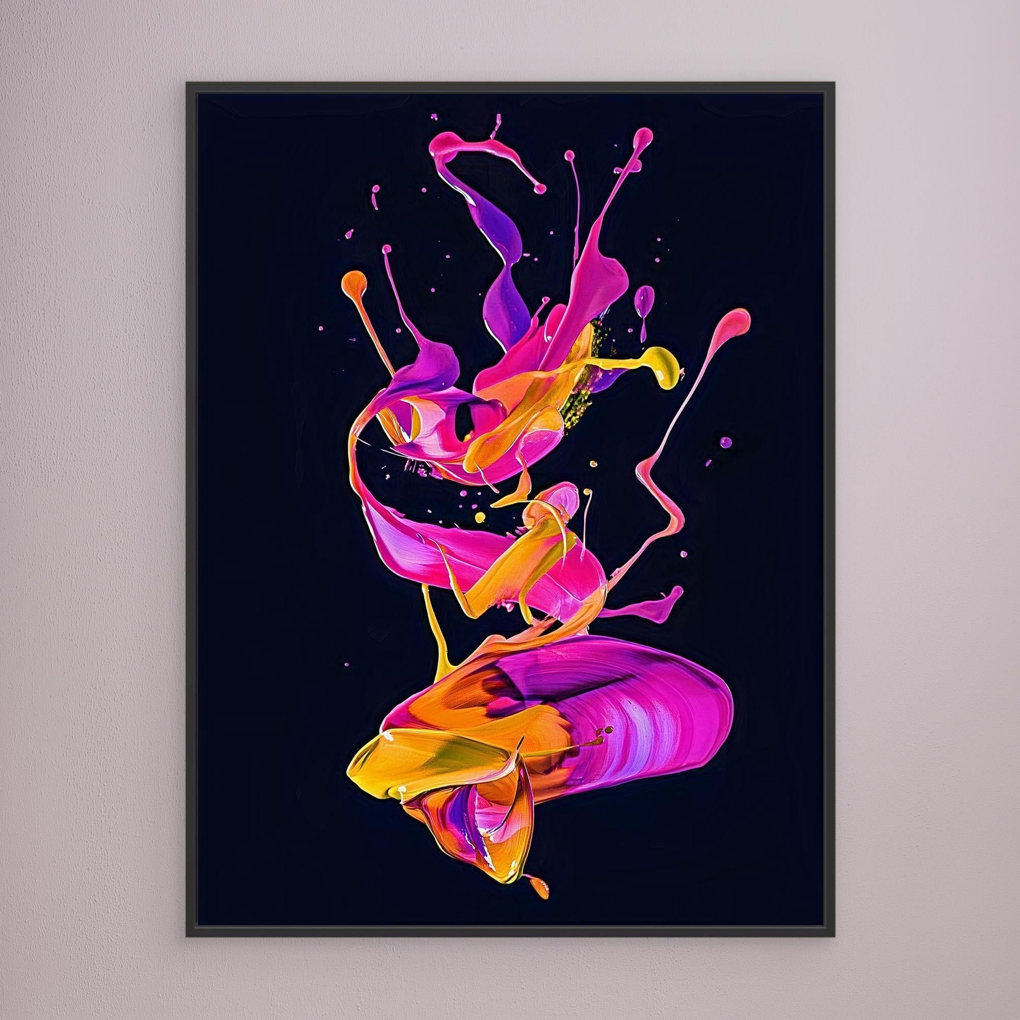 Canvas Print: "Electric Motion" - Vivid Abstract Paint Splash Wall Art modern abstract canvas wall art by Rossetti Art – luxury interior design artwork for living room, bedroom, office – Contemporary Art for Sale contemporary art piece Contemporary Canvas Art