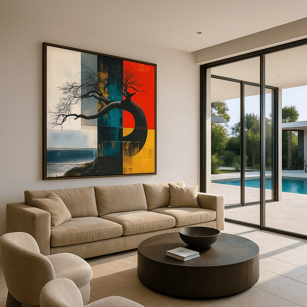 Canvas Print: Elemental Balance - Abstract Nature Wall Art modern abstract canvas wall art by Rossetti Art – luxury interior design artwork for living room, bedroom, office – abstract nature wall art balance and harmony artwork bold geometric artwork