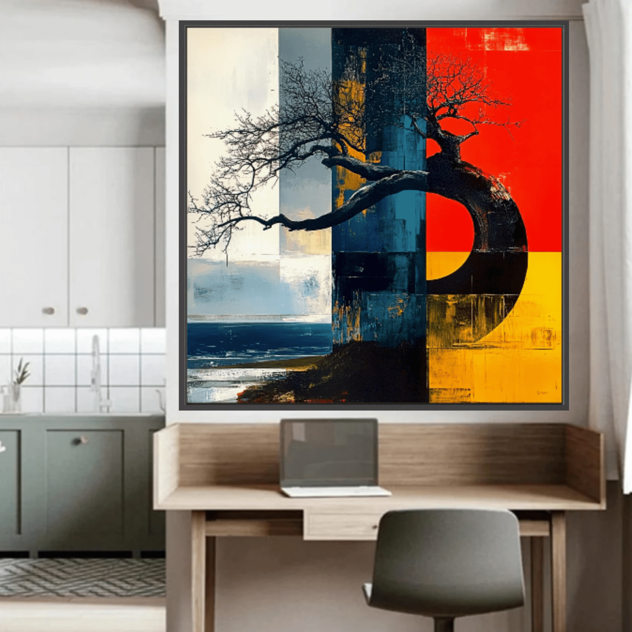 Canvas Print: Elemental Balance - Abstract Nature Wall Art modern abstract canvas wall art by Rossetti Art – luxury interior design artwork for living room, bedroom, office – abstract nature wall art balance and harmony artwork bold geometric artwork