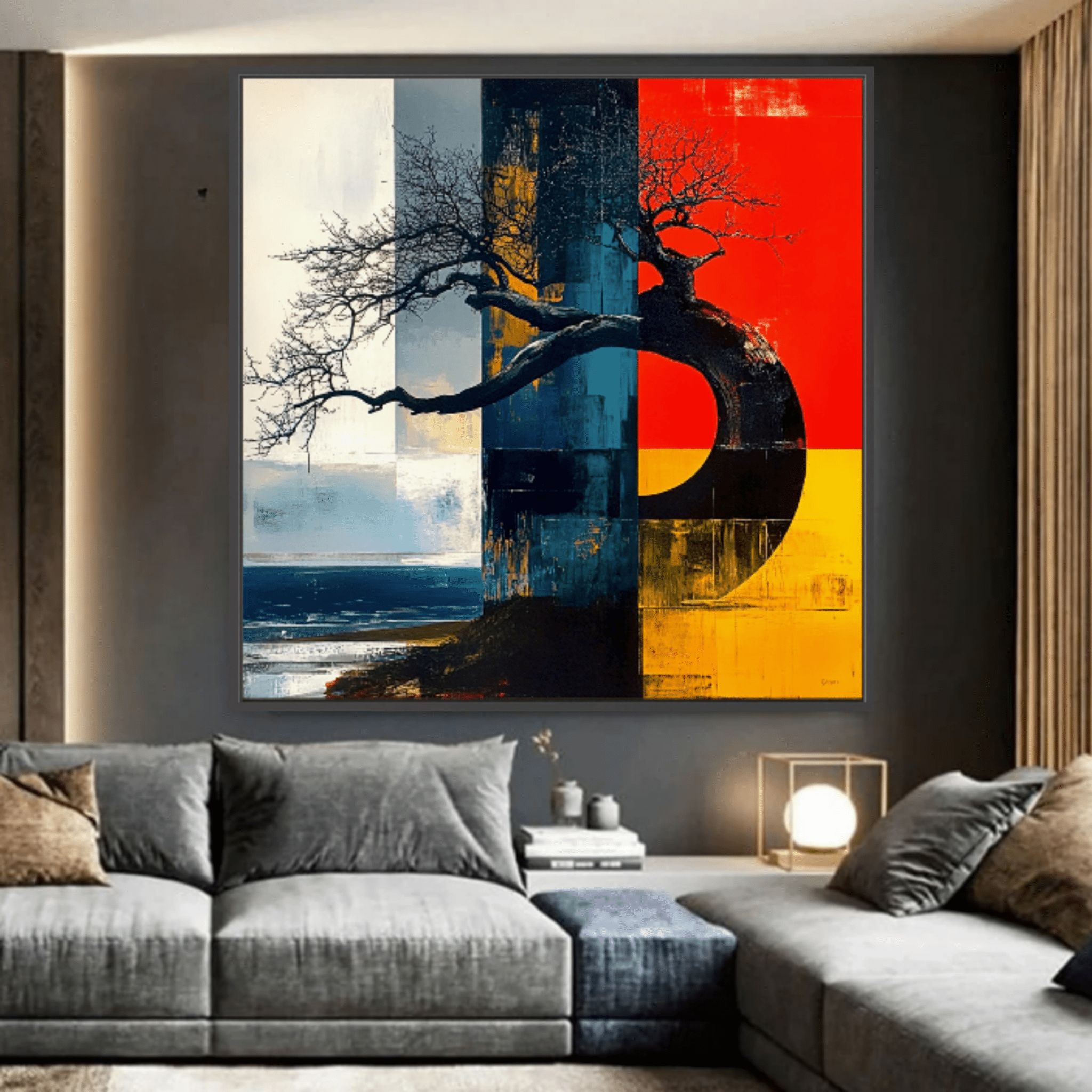 Canvas Print: Elemental Balance - Abstract Nature Wall Art modern abstract canvas wall art by Rossetti Art – luxury interior design artwork for living room, bedroom, office – abstract nature wall art balance and harmony artwork bold geometric artwork