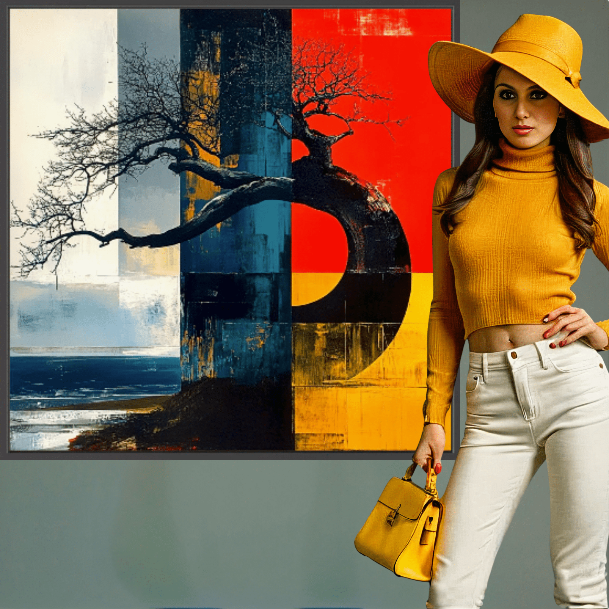 Canvas Print: Elemental Balance - Abstract Nature Wall Art modern abstract canvas wall art by Rossetti Art – luxury interior design artwork for living room, bedroom, office – abstract nature wall art balance and harmony artwork bold geometric artwork