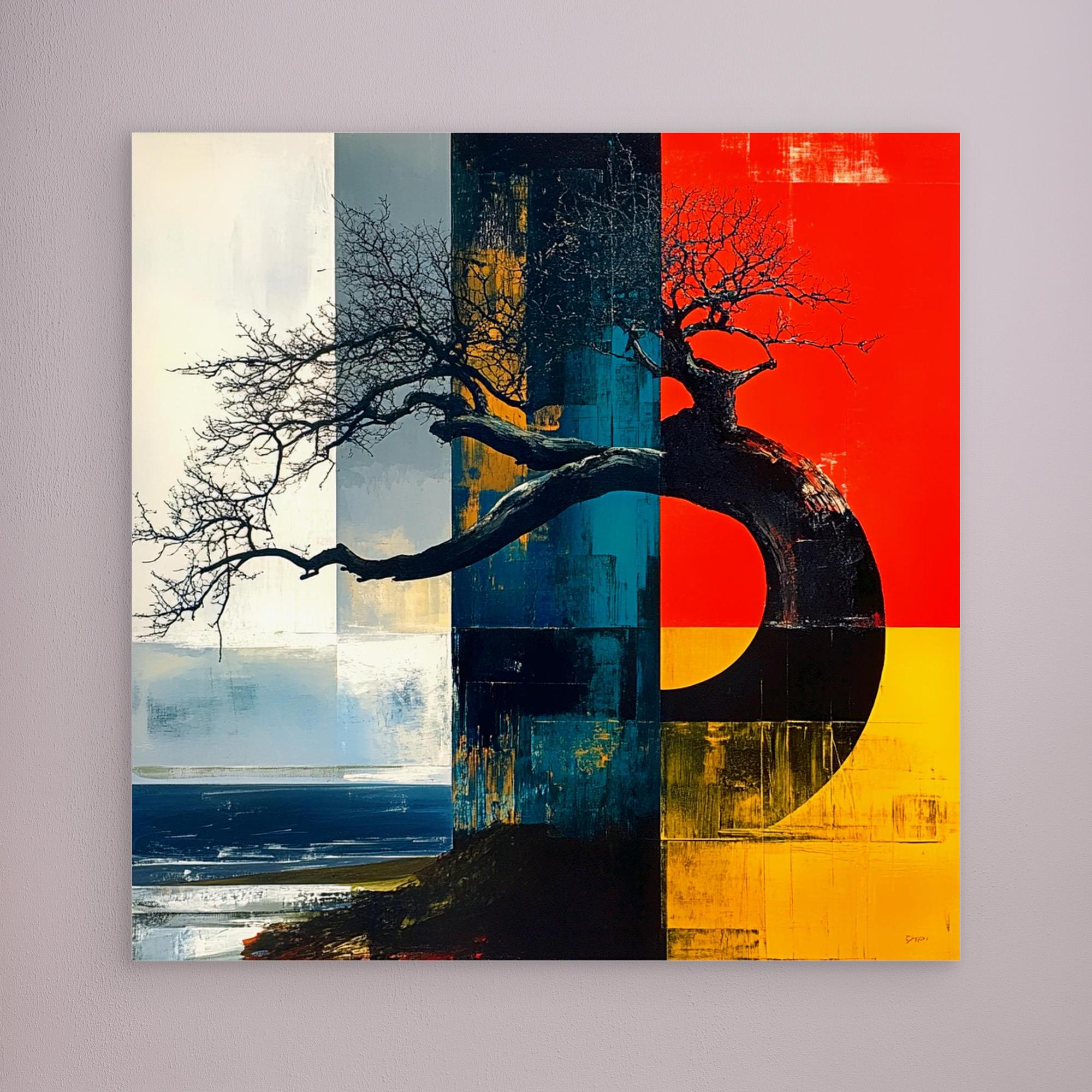 Canvas Print: Elemental Balance - Abstract Nature Wall Art modern abstract canvas wall art by Rossetti Art – luxury interior design artwork for living room, bedroom, office – abstract nature wall art balance and harmony artwork bold geometric artwork