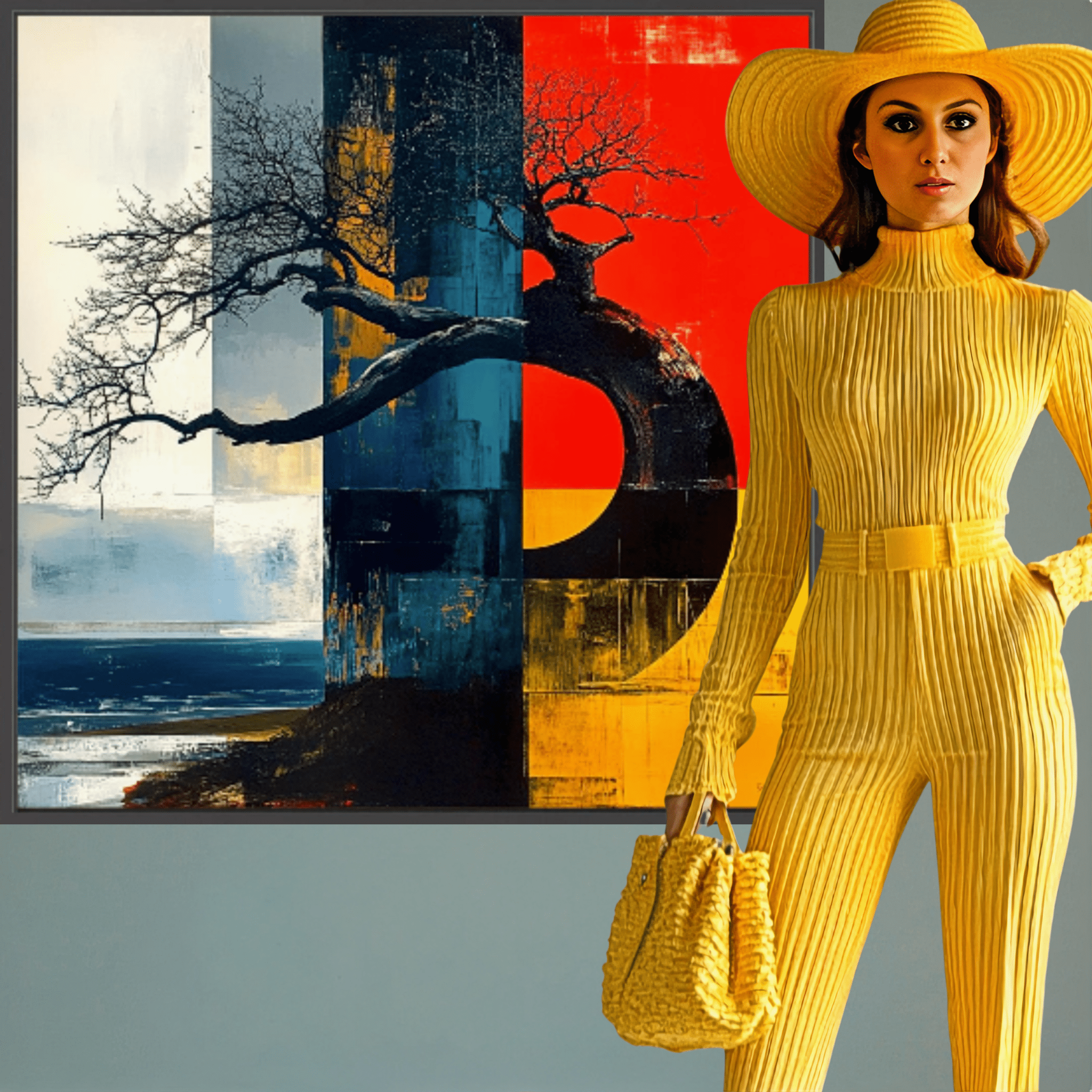 Canvas Print: Elemental Balance - Abstract Nature Wall Art modern abstract canvas wall art by Rossetti Art – luxury interior design artwork for living room, bedroom, office – abstract nature wall art balance and harmony artwork bold geometric artwork