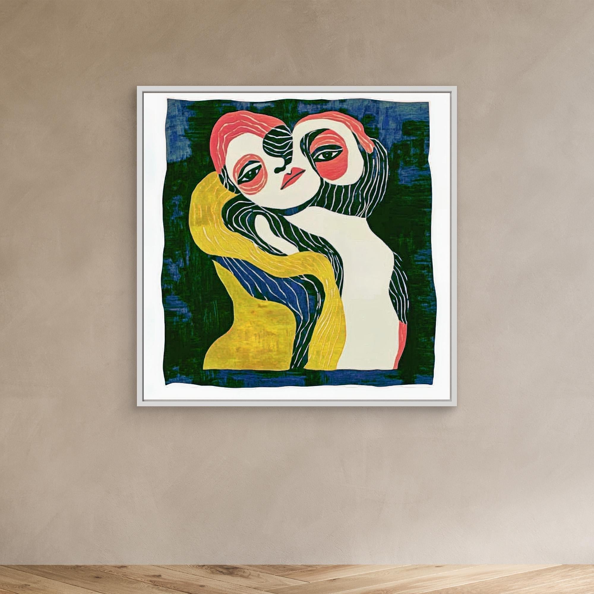 Canvas Print: Embrace of Souls – Abstract Figurative Art modern abstract canvas wall art by Rossetti Art – luxury interior design artwork for living room, bedroom, office – Abstract Figurative Art Contemporary Figurative Canvas Emotional Wall Art