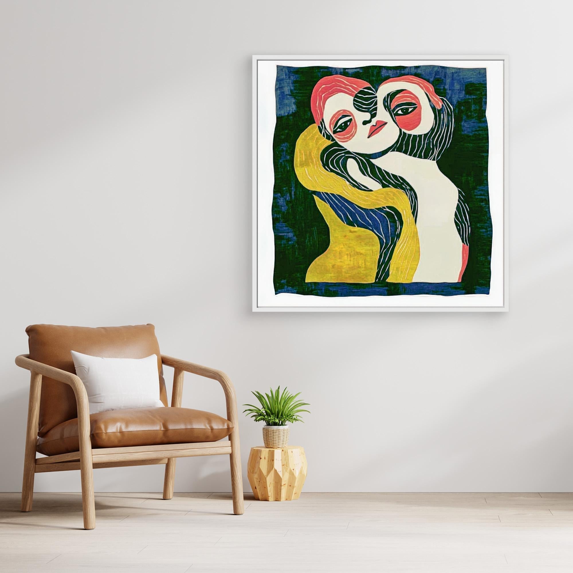 Canvas Print: Embrace of Souls – Abstract Figurative Art modern abstract canvas wall art by Rossetti Art – luxury interior design artwork for living room, bedroom, office – Abstract Figurative Art Contemporary Figurative Canvas Emotional Wall Art