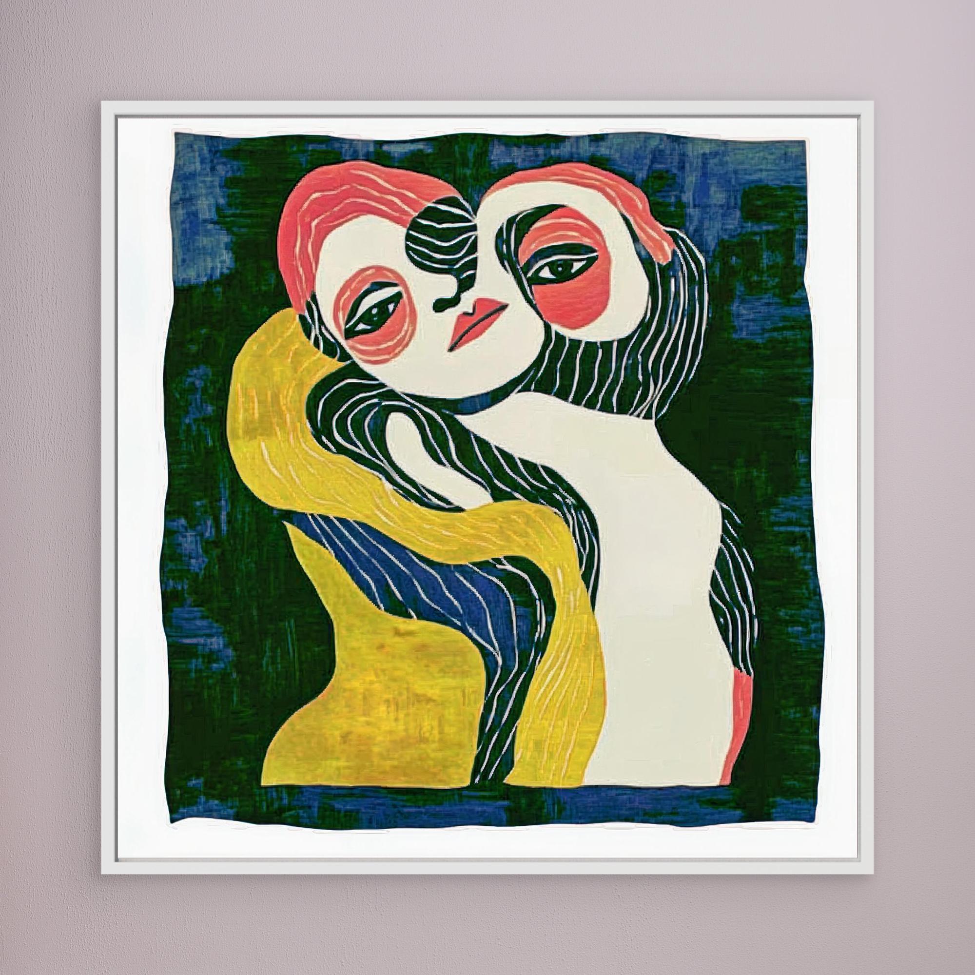 Canvas Print: Embrace of Souls – Abstract Figurative Art modern abstract canvas wall art by Rossetti Art – luxury interior design artwork for living room, bedroom, office – Abstract Figurative Art Contemporary Figurative Canvas Emotional Wall Art