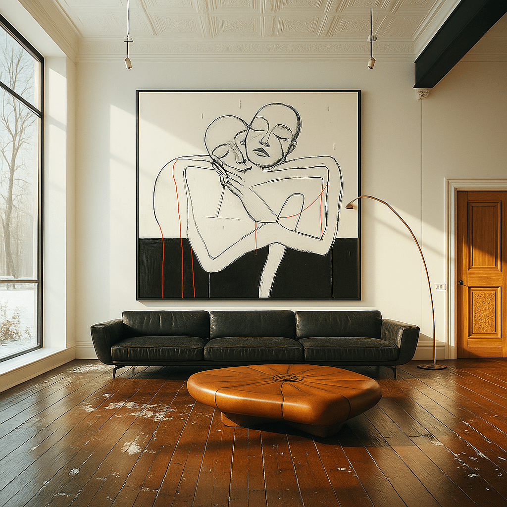 Canvas Print: "Embrace the Void" - Minimalist Figurative Wall Art modern abstract canvas wall art by Rossetti Art – luxury interior design artwork for living room, bedroom, office – black & white wall canvas Black And White Art Black and white artwork