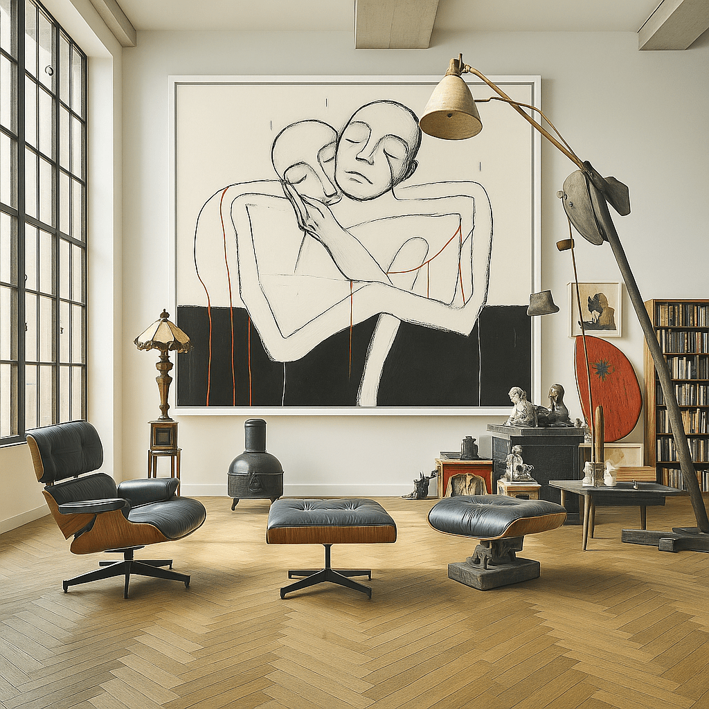 Canvas Print: "Embrace the Void" - Minimalist Figurative Wall Art modern abstract canvas wall art by Rossetti Art – luxury interior design artwork for living room, bedroom, office – black & white wall canvas Black And White Art Black and white artwork