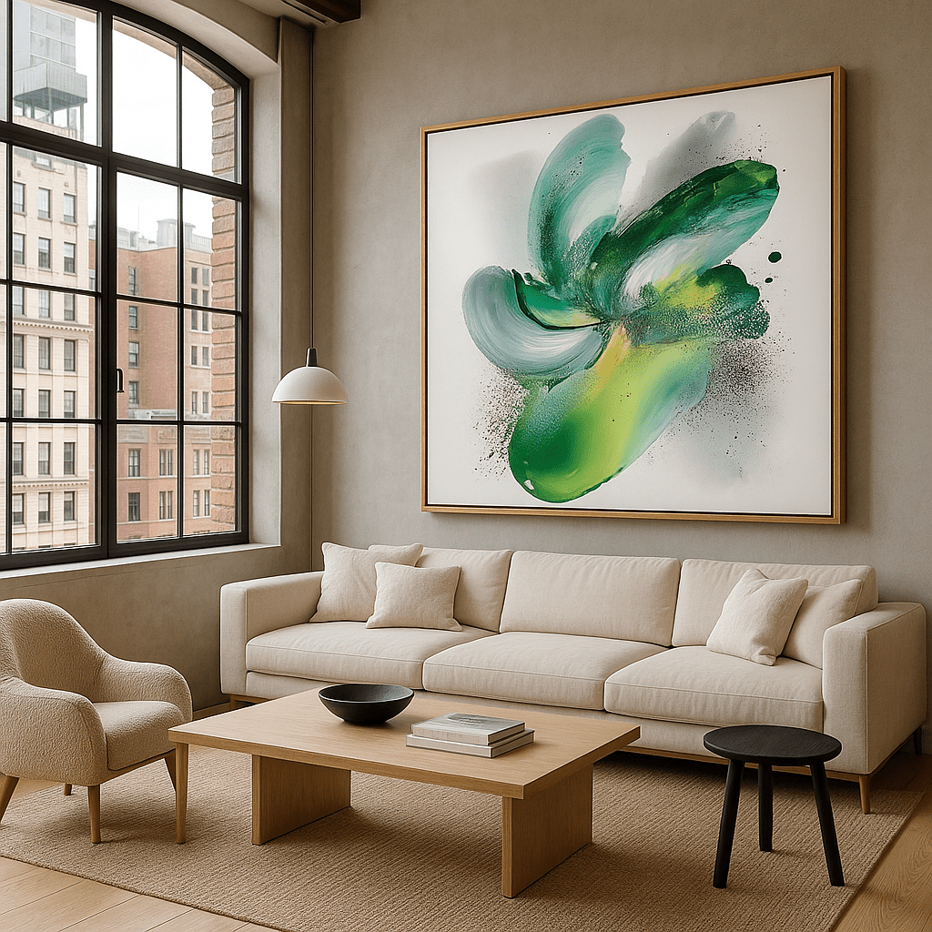 Canvas Print: Emerald Bloom – Abstract Fluid modern abstract canvas wall art by Rossetti Art – luxury interior design artwork for living room, bedroom, office – contemporary art piece Contemporary Canvas Art Contemporary canvas print