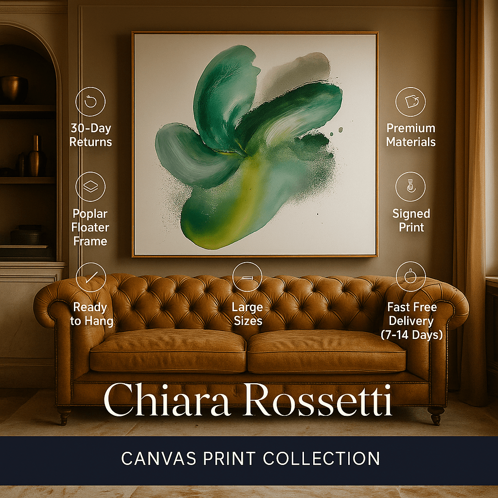 Canvas Print: Emerald Bloom – Abstract Fluid modern abstract canvas wall art by Rossetti Art – luxury interior design artwork for living room, bedroom, office – contemporary art piece Contemporary Canvas Art Contemporary canvas print