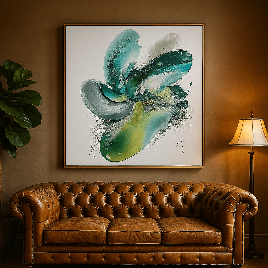 Canvas Print: Emerald Bloom – Abstract Fluid modern abstract canvas wall art by Rossetti Art – luxury interior design artwork for living room, bedroom, office – contemporary art piece Contemporary Canvas Art Contemporary canvas print