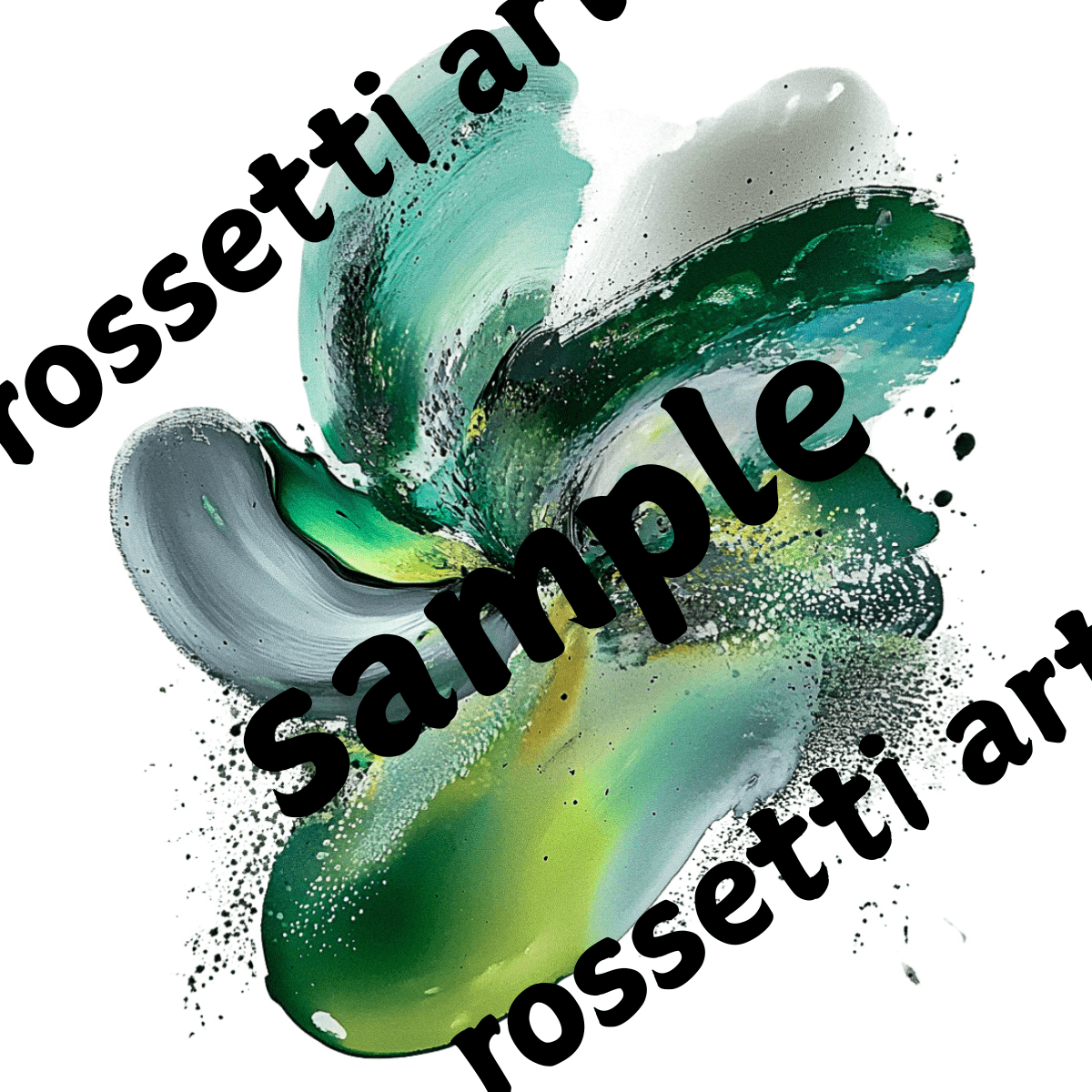 Canvas Print: Emerald Bloom – Abstract Fluid modern abstract canvas wall art by Rossetti Art – luxury interior design artwork for living room, bedroom, office – contemporary art piece Contemporary Canvas Art Contemporary canvas print