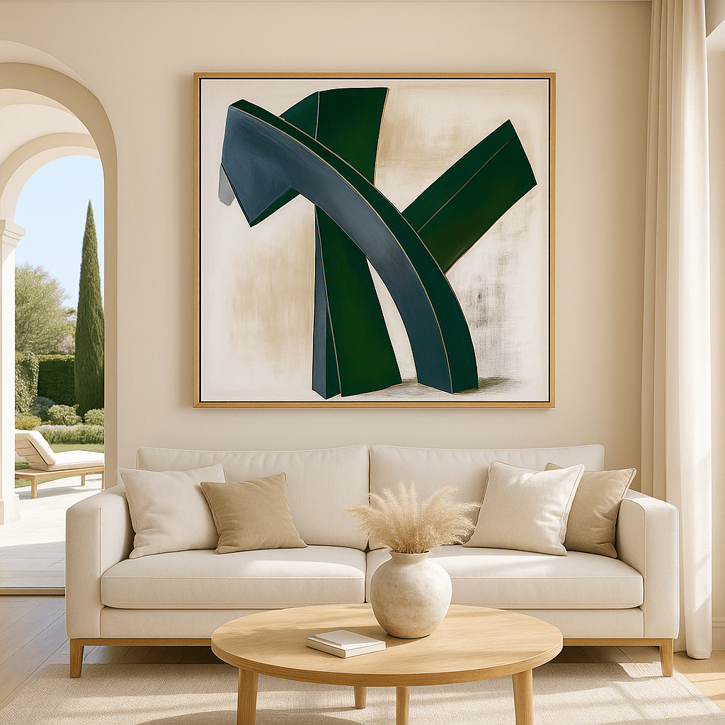 Canvas Print: Emerald Motion - Abstract Modern Wall Art modern abstract canvas wall art by Rossetti Art – luxury interior design artwork for living room, bedroom, office – abstract wall art bold statement artwork contemporary abstract painting